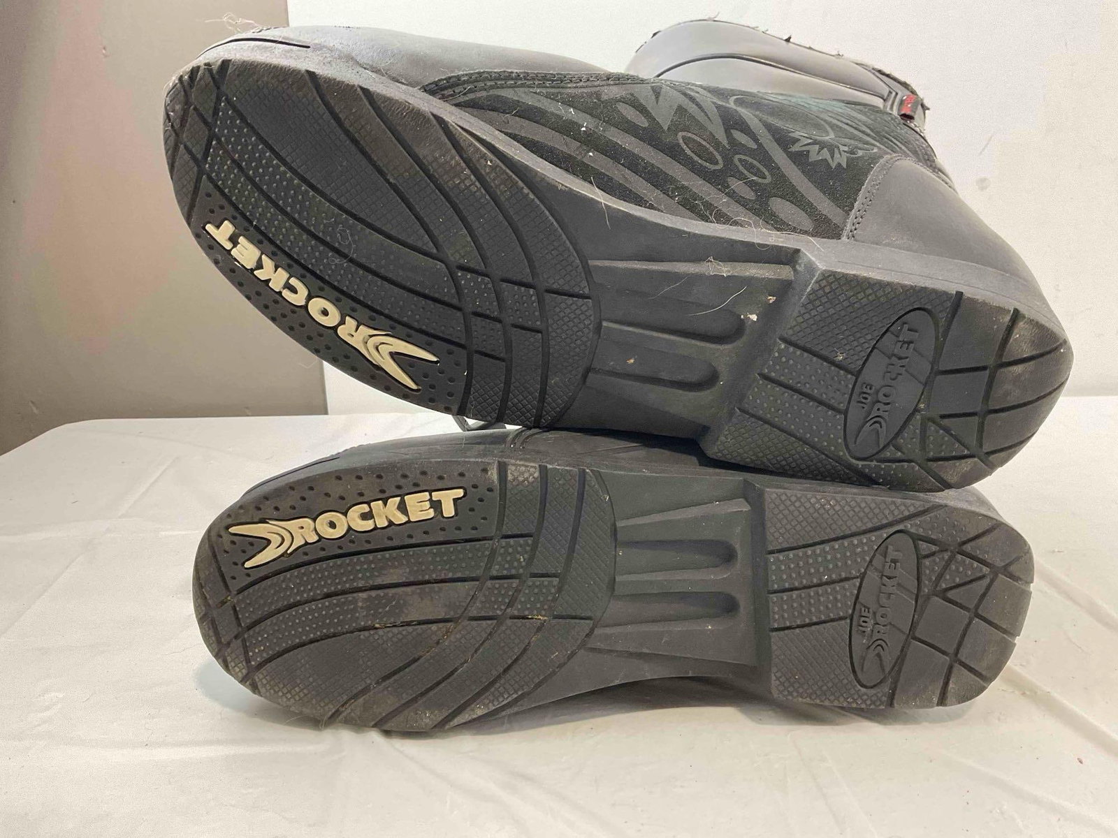 Joe Rocket Meteor Mid Tech Black Leather Motorcycle Boots in Men's Size 12. Fair Condition. - 7
