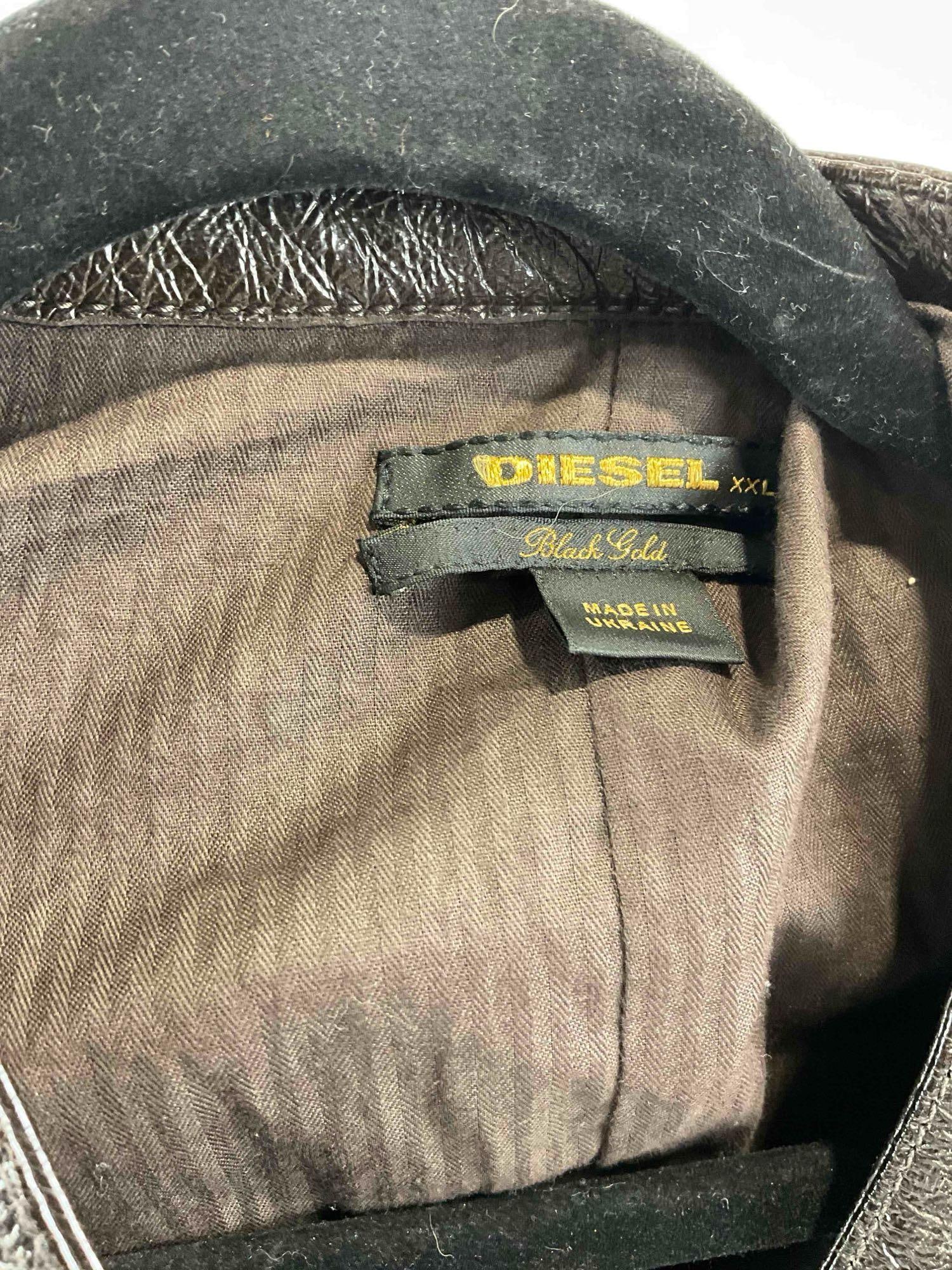 2 pcs Men's Leather Clothing, incl. Diesel Brown Sheep Leather Jacket in Size XXL. See pics. - 2
