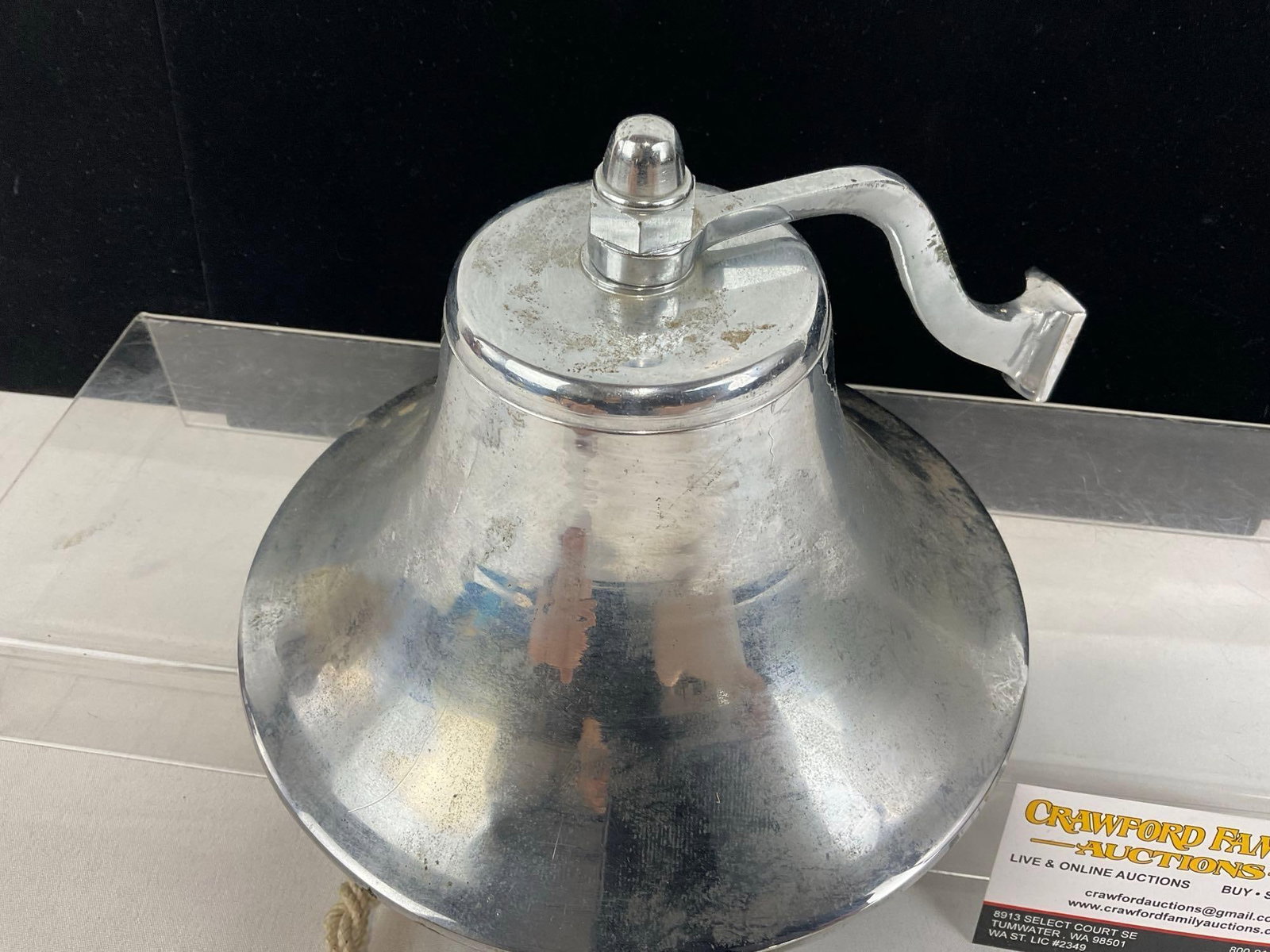 Vintage Polished Chrome Plated Nautical Ships Bell, no mount, 6h x 8w x 9d inches - 2