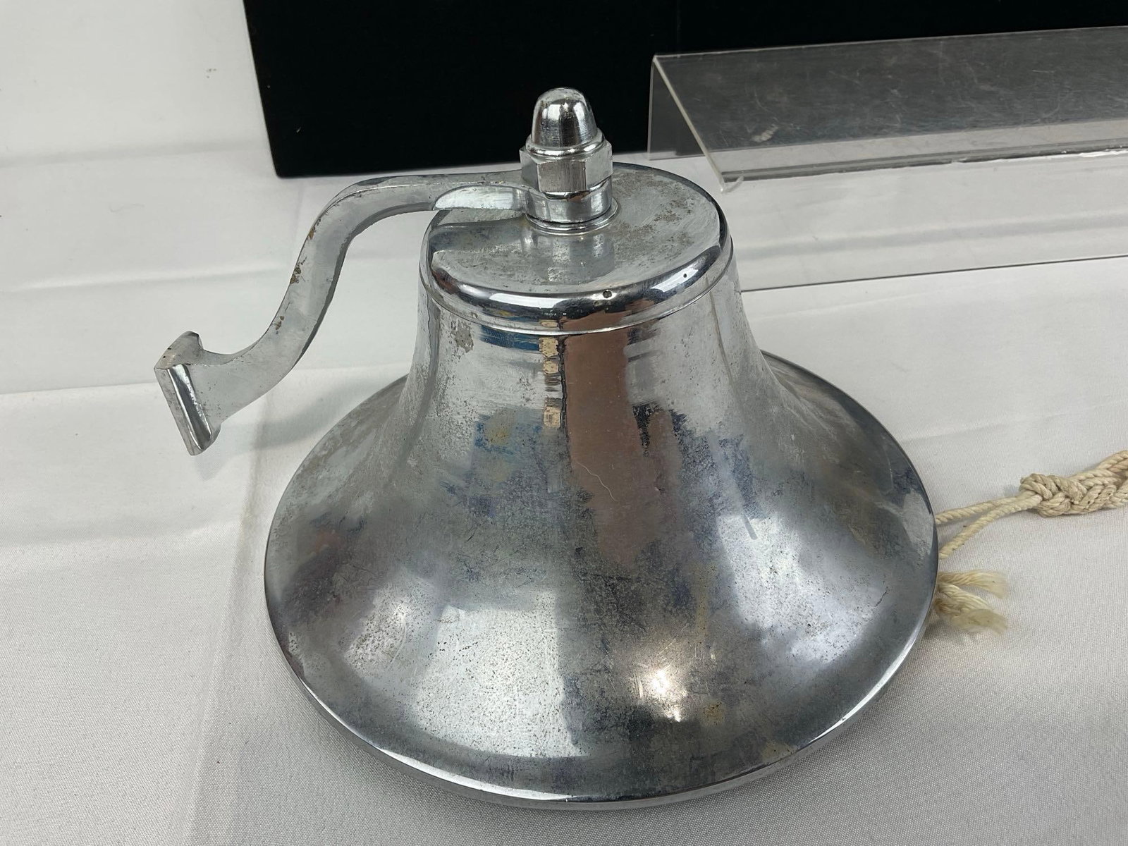 Vintage Polished Chrome Plated Nautical Ships Bell, no mount, 6h x 8w x 9d inches - 3