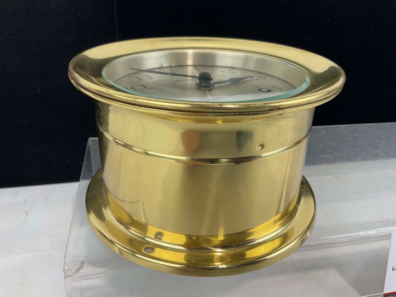 Brass Bulkhead Airguide Ships Bell Clock, 6h x 6w x 4d inches - 3