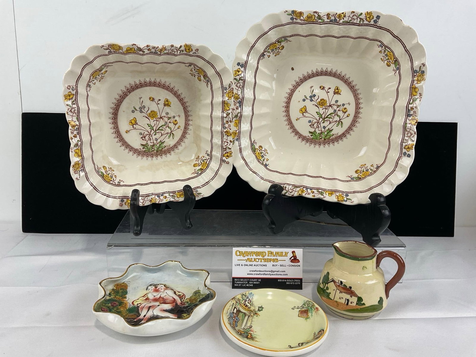 2 Spode Copeland Square Bowls, Capodimonte Small Dish, J&G Meakin Small Dish, & English Creamer (1 of 6)