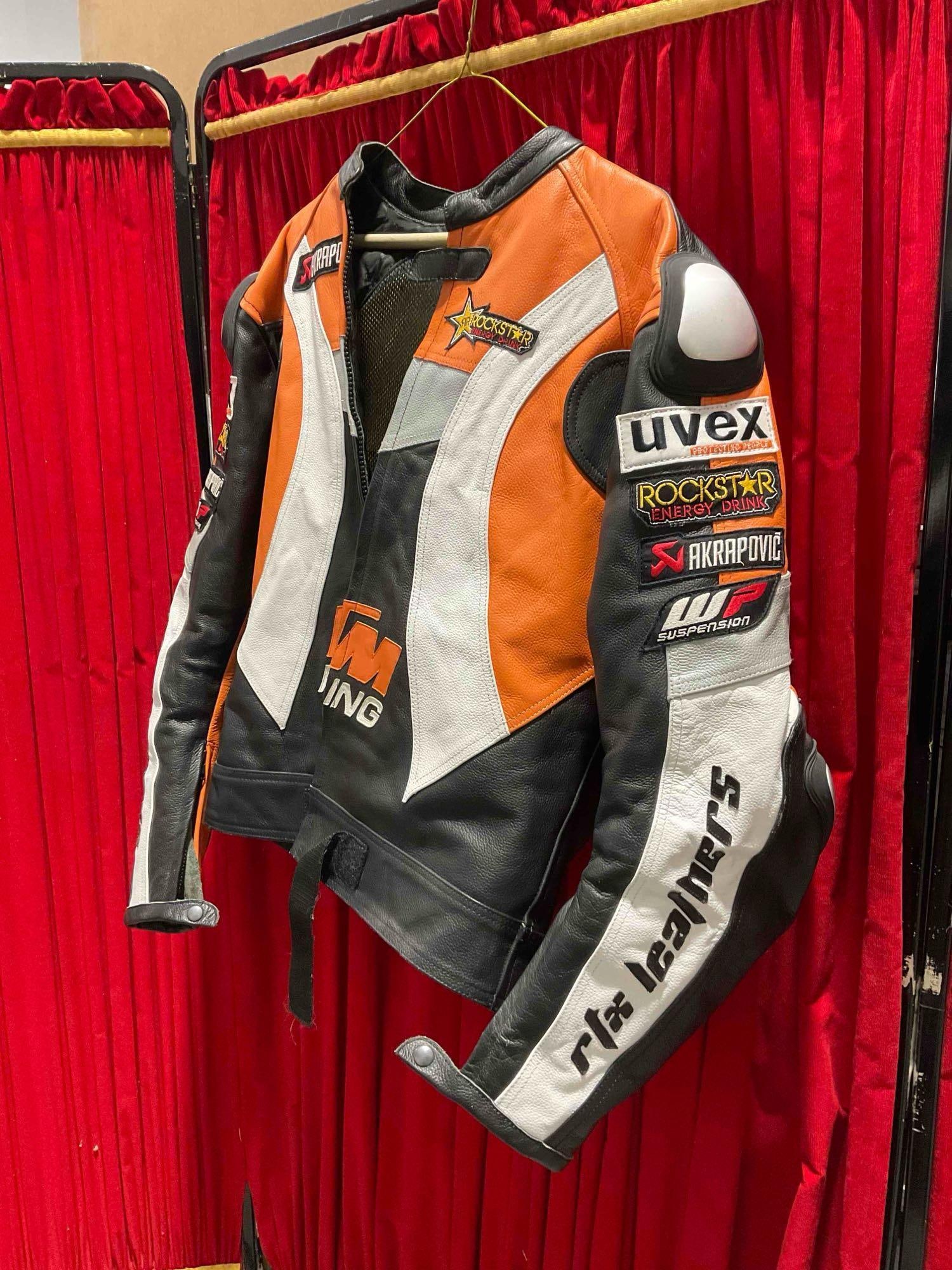 KTM Racing Orange/Black/White Leather Motorcycle Racing Jacket in Size XL. See pics. - 2