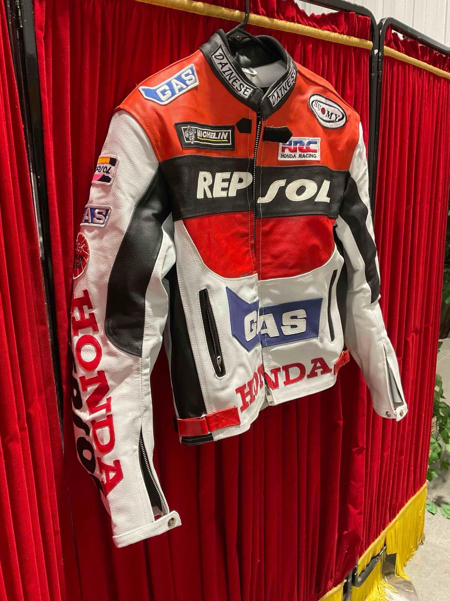 Honda Repsol Red/ Black/White Leather Motorcycle Racing Jacket. Good Condition. See pics. - 3