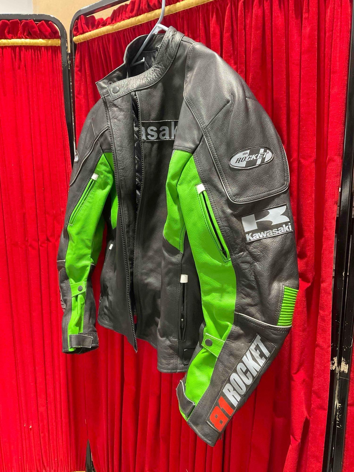 Jackets Maker Black & Green Leather Motorcycle Racing Jacket in Size XXL. Good Condition. - 3