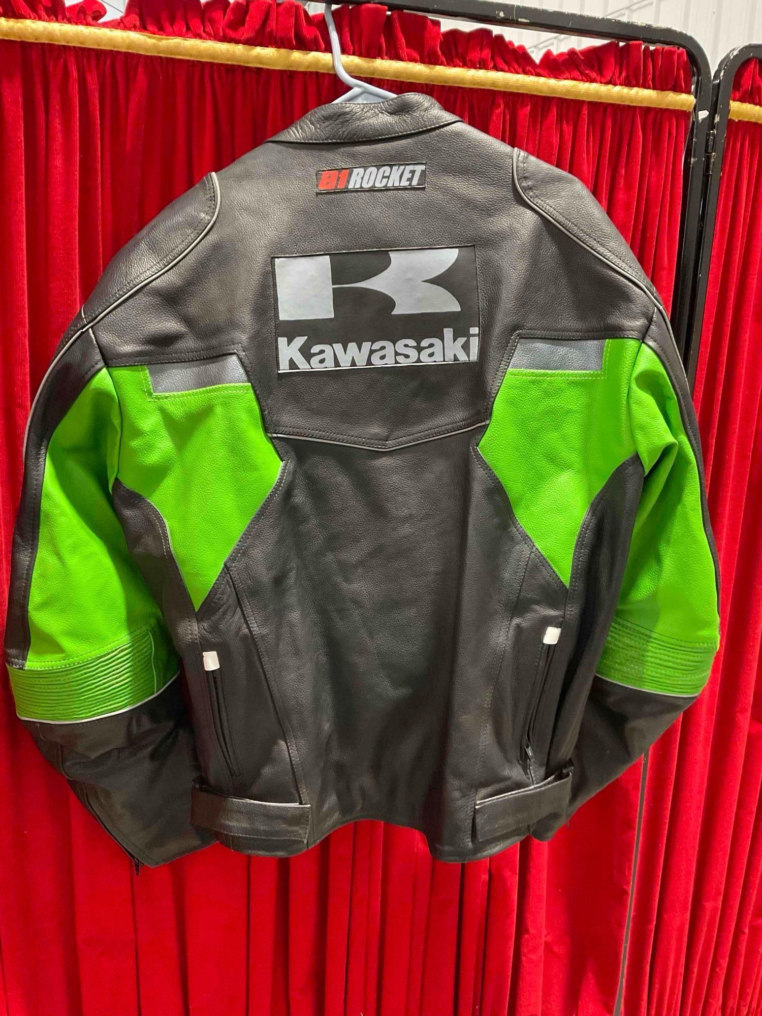 Jackets Maker Black & Green Leather Motorcycle Racing Jacket in Size XXL. Good Condition. - 6