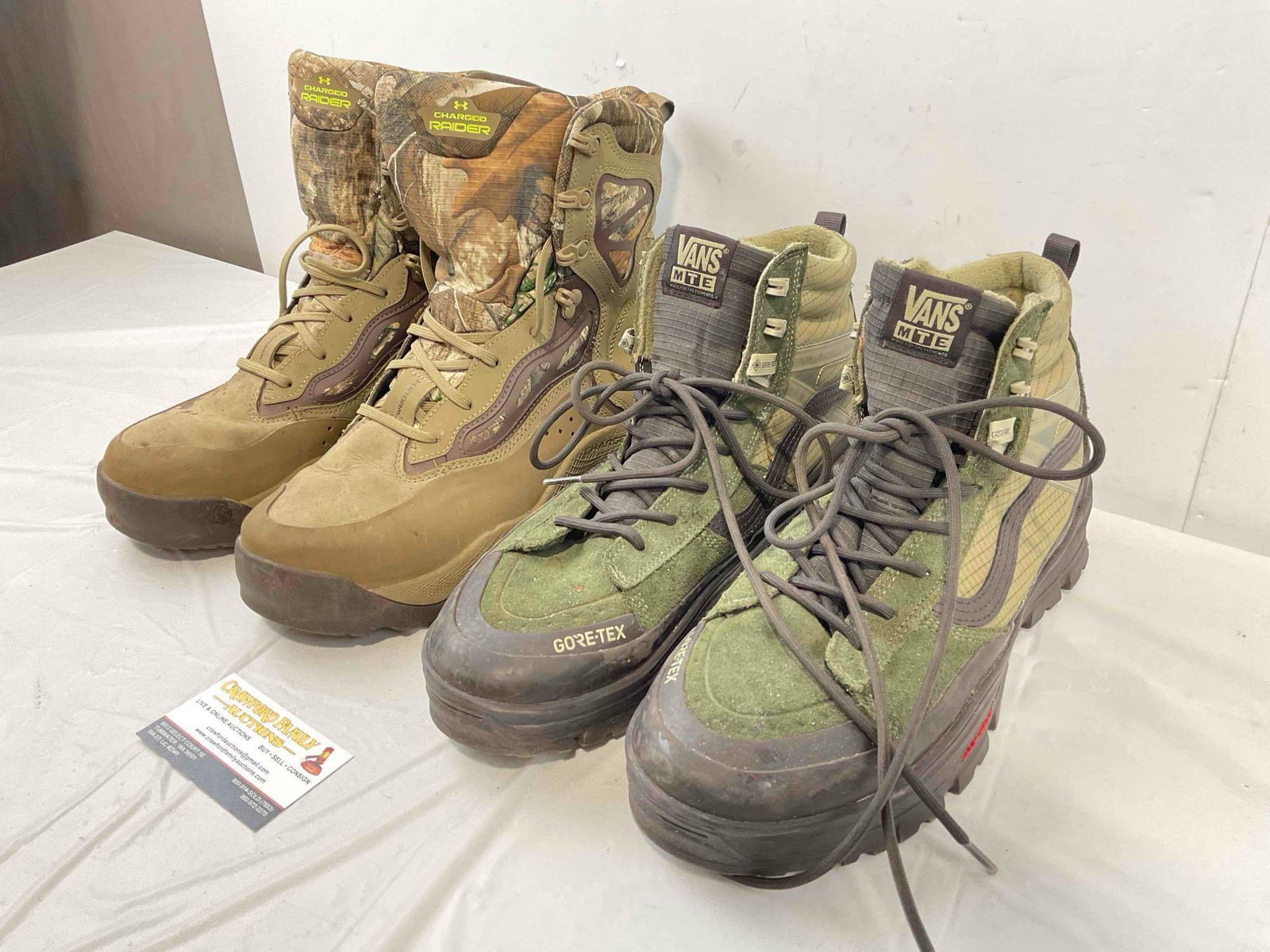 2 Pairs of Men's Size 11 Hiking Boots, incl. Under Armor & Vans MTE. Fair Condition. See pics. - 2