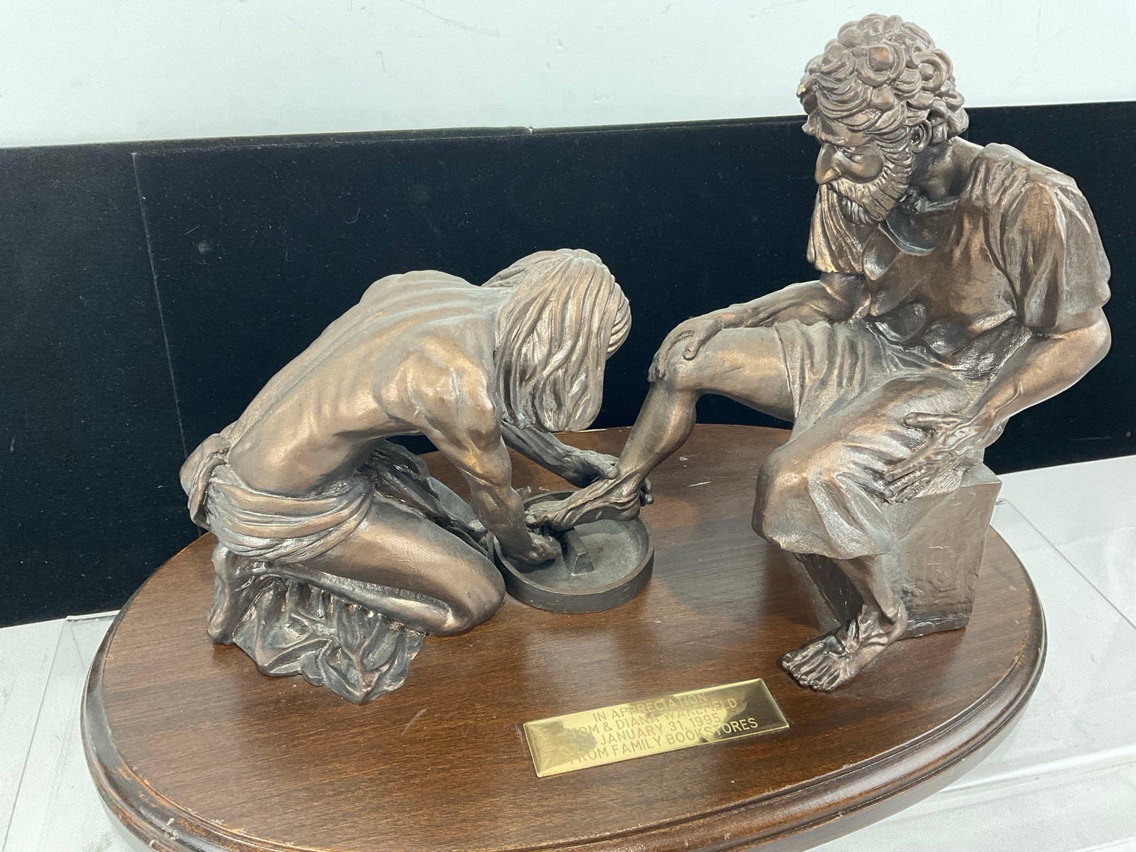 Unique Religious Statue, titled Divine Servant Max Greiner Jr. #089 signed by artist, on wood pla... - 2
