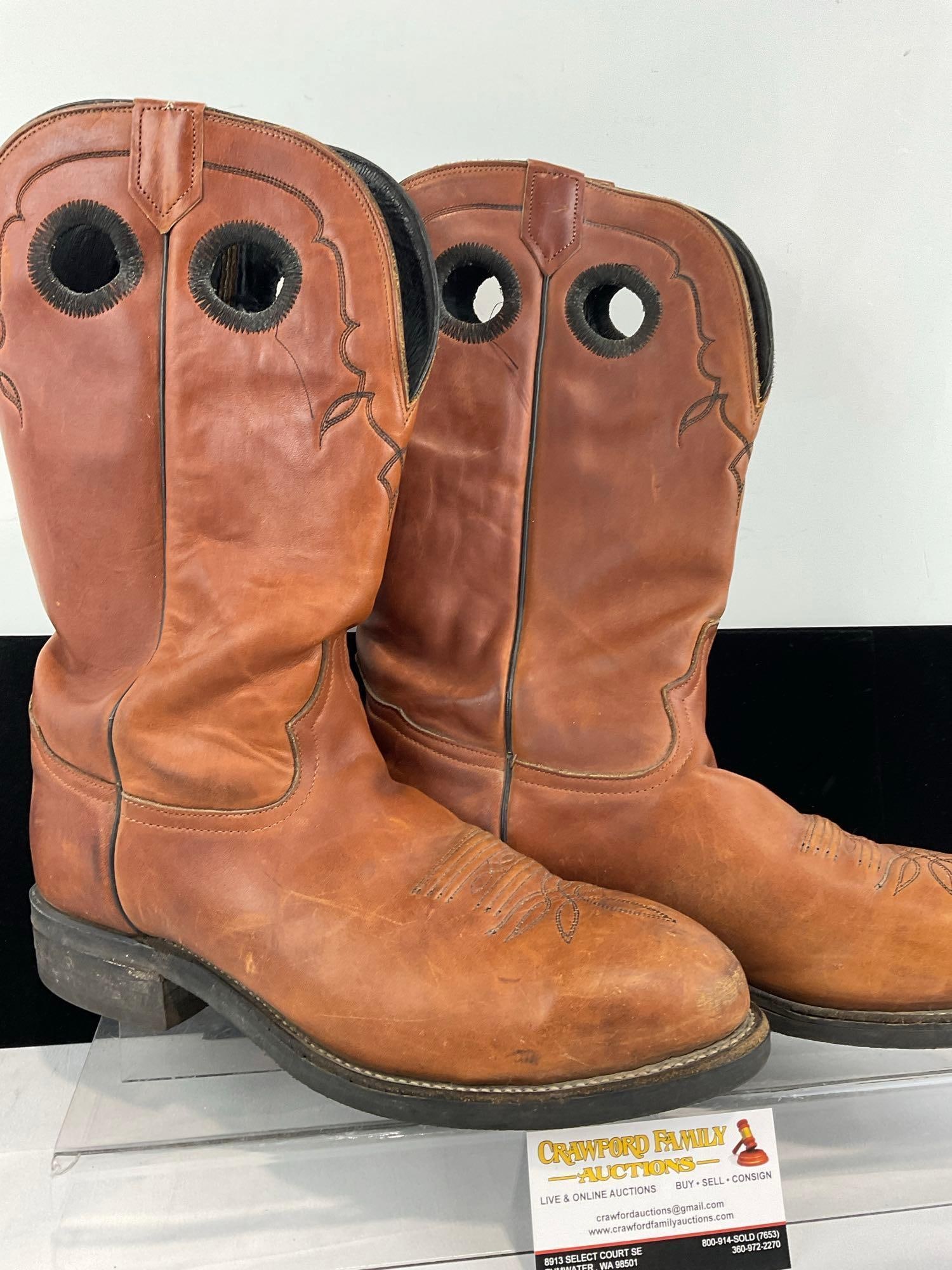 Tony Lama Style Leather Cowboy Boots, size 10.5 - 2