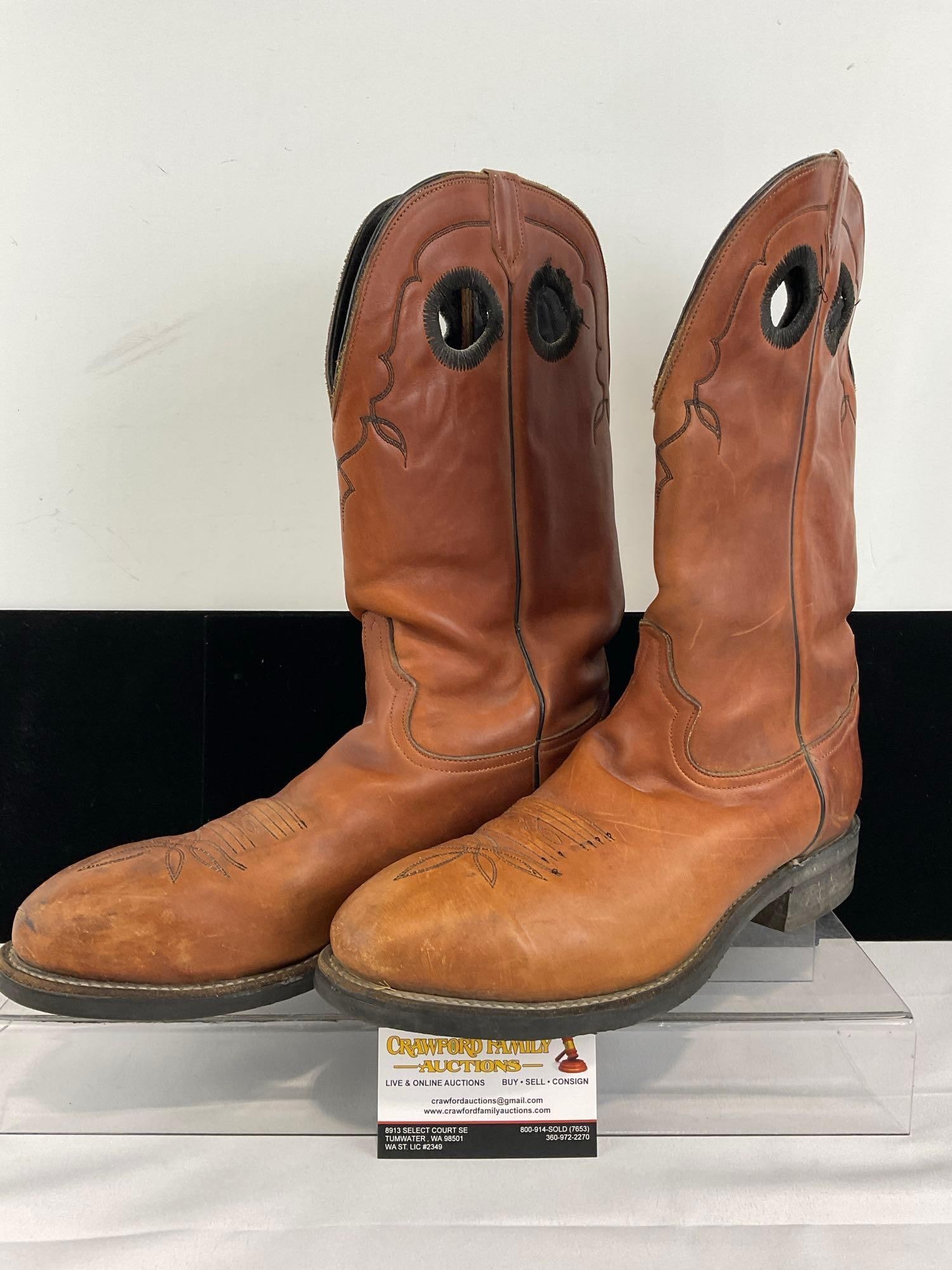 Tony Lama Style Leather Cowboy Boots, size 10.5 - 3