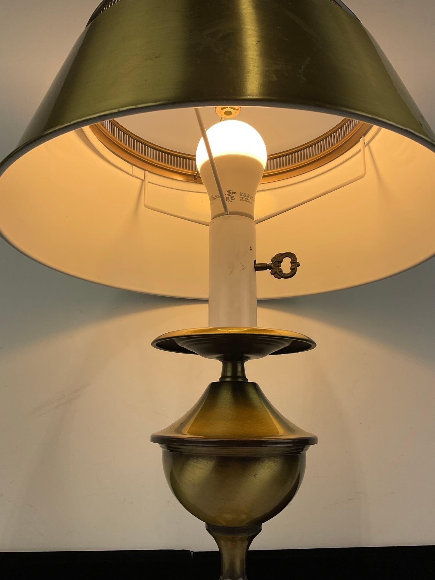 Brass Bouillotte Table Lamp, Candlestick design, tested & working, 27h x 14w x 14d inches - 3