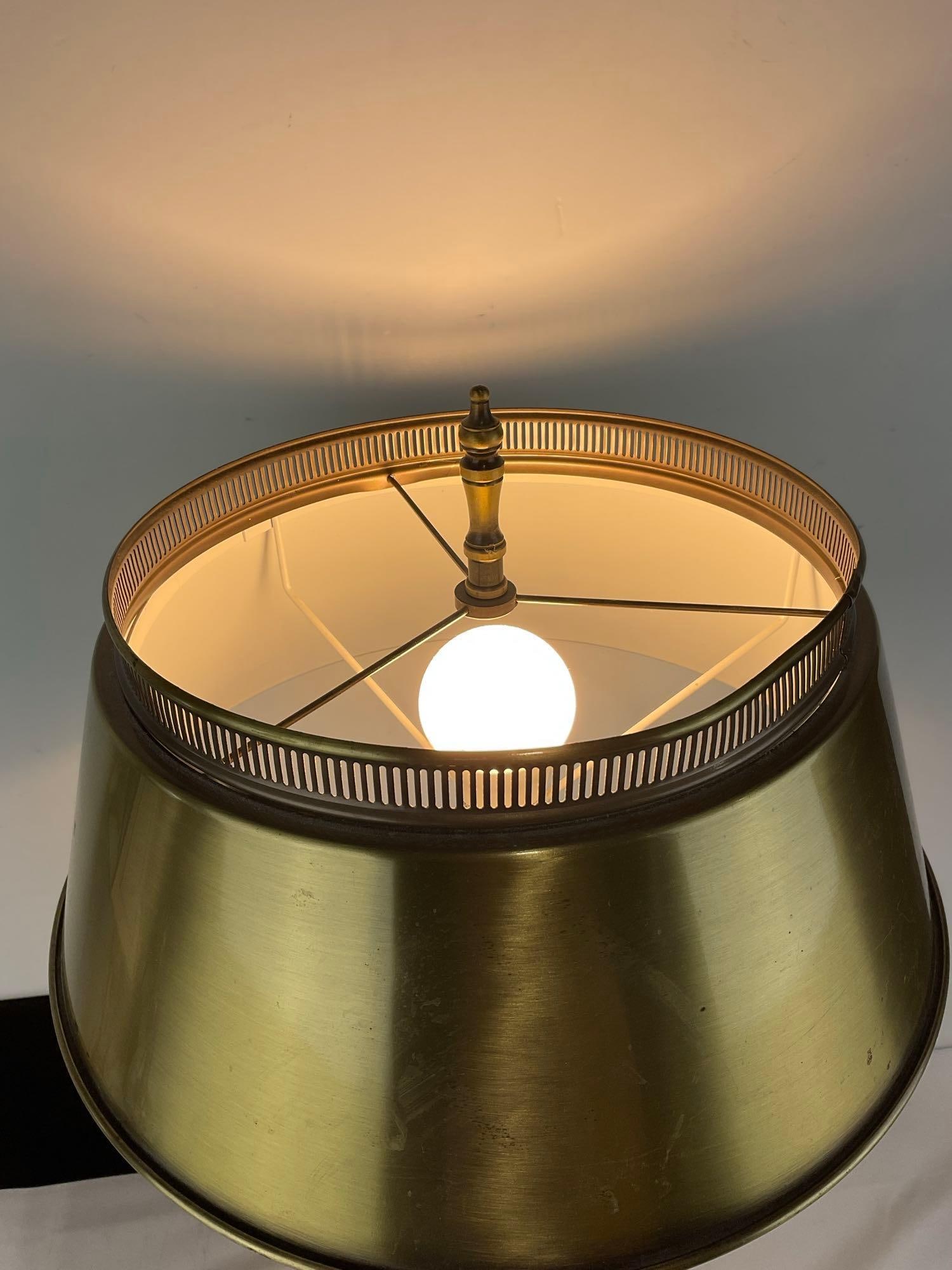 Brass Bouillotte Table Lamp, Candlestick design, tested & working, 27h x 14w x 14d inches - 4