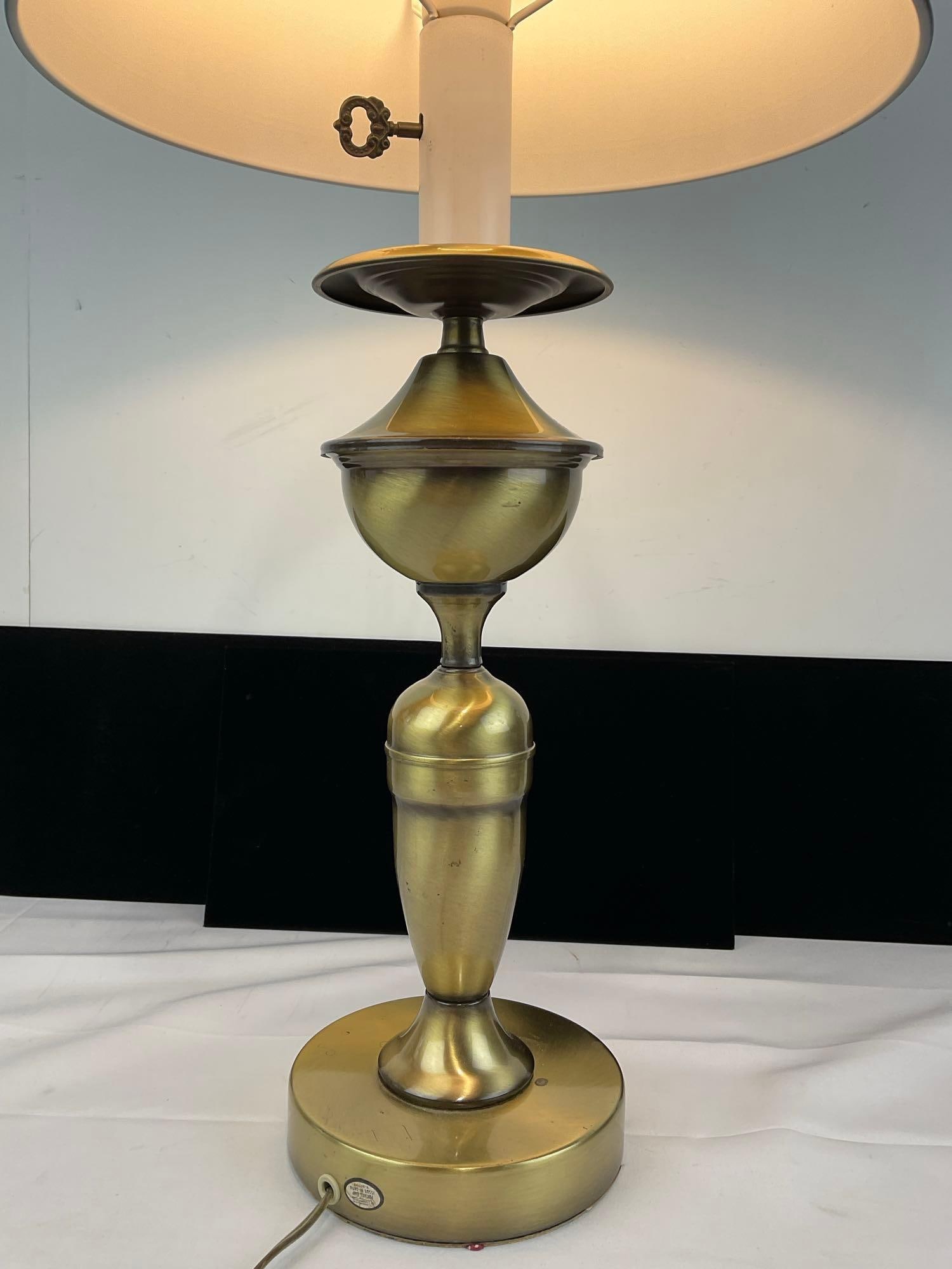 Brass Bouillotte Table Lamp, Candlestick design, tested & working, 27h x 14w x 14d inches - 5