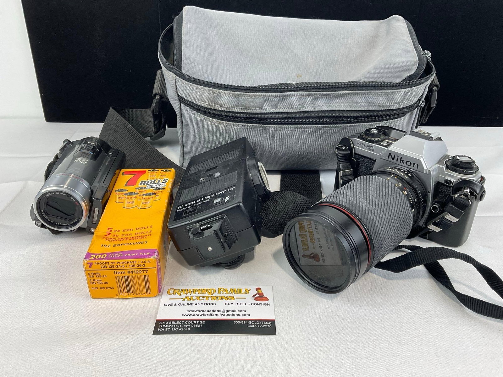Nikon FG-20 Camera Body w/Tokina SD 35-200mm Lens, Sony Handicam camcorder (1 of 6)