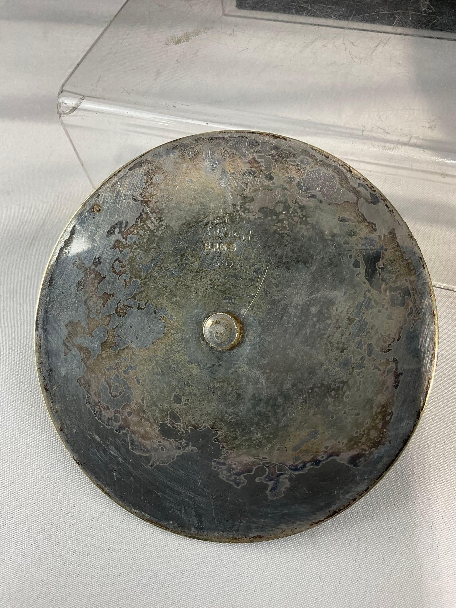 Antique 1920s Danier & Arter Silver Plated Banded Wooden Biscuit Barrel w/Ceramic Liner Inside - 4
