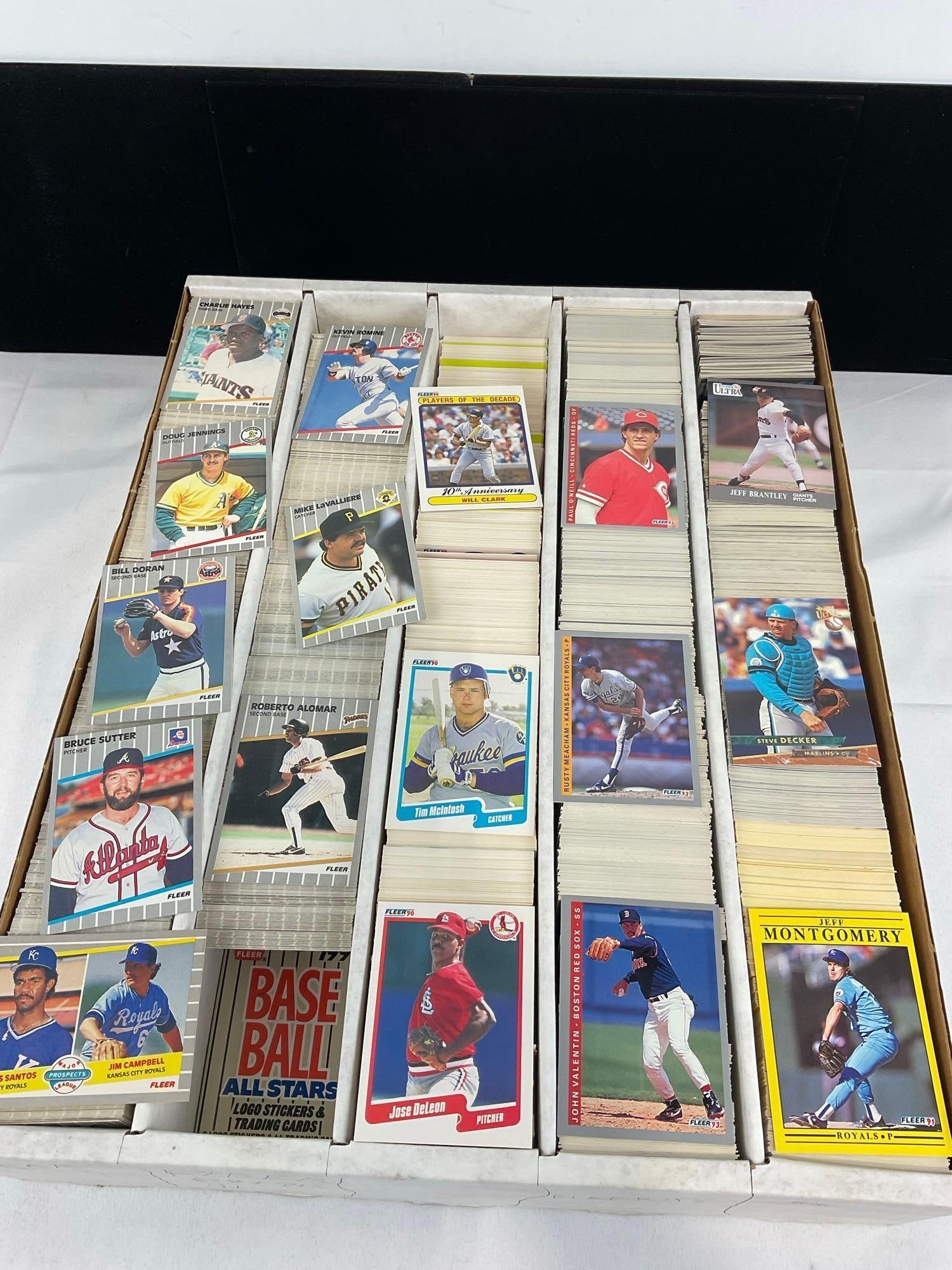 Box of Vintage 5k Sports Cards, Fleer Baseball 90-93, nice variety - 3