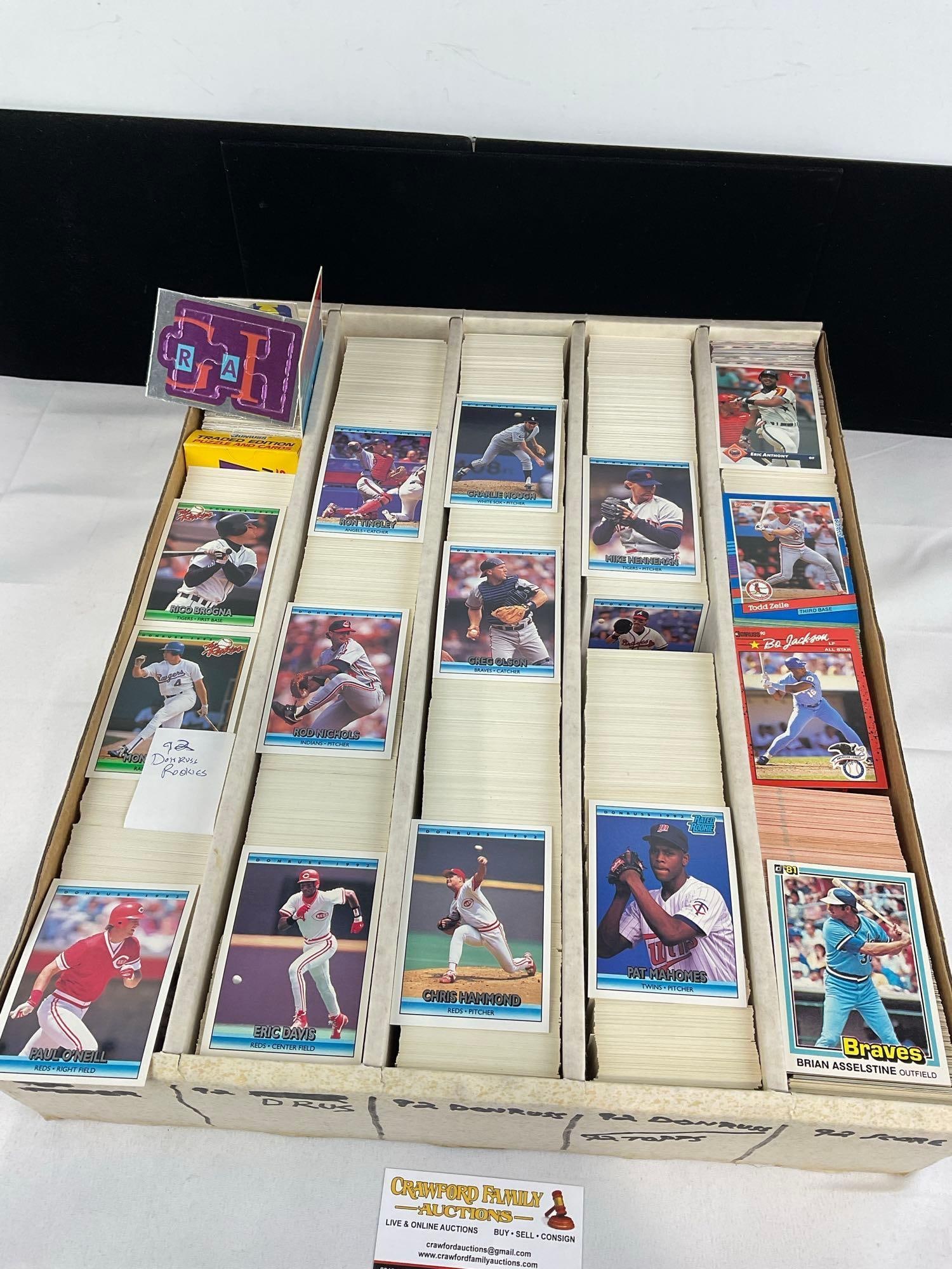 Box of Vintage 5k Sports Cards, 1992 Donruss, Score, Topps, & more, Baseball, w/Puzzle cards - 2