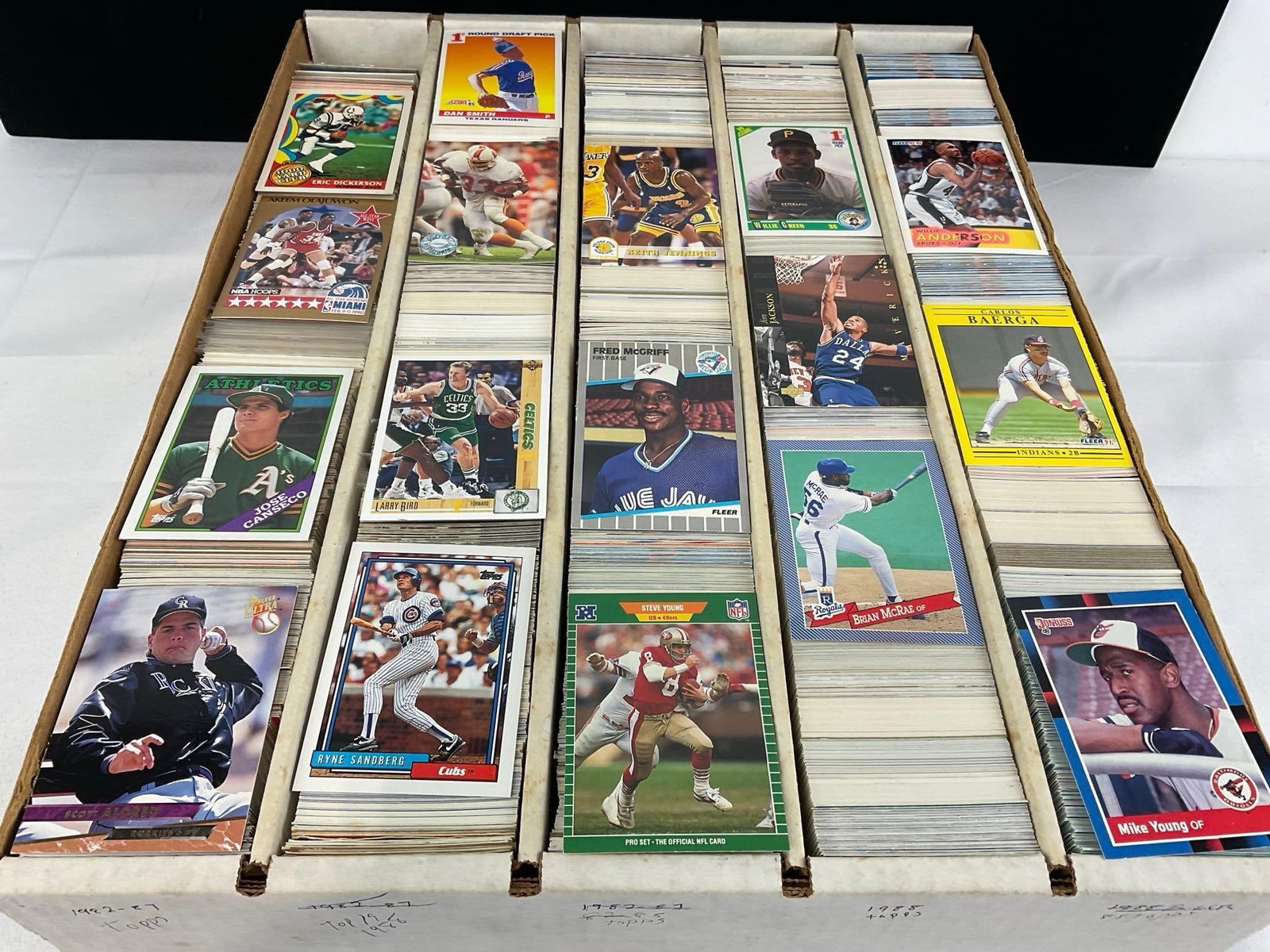 Box of Vintage 5k+ Sports Cards, Fleer Ultra, Topps, Upper Deck, Baseball, Basketball & Football - 2