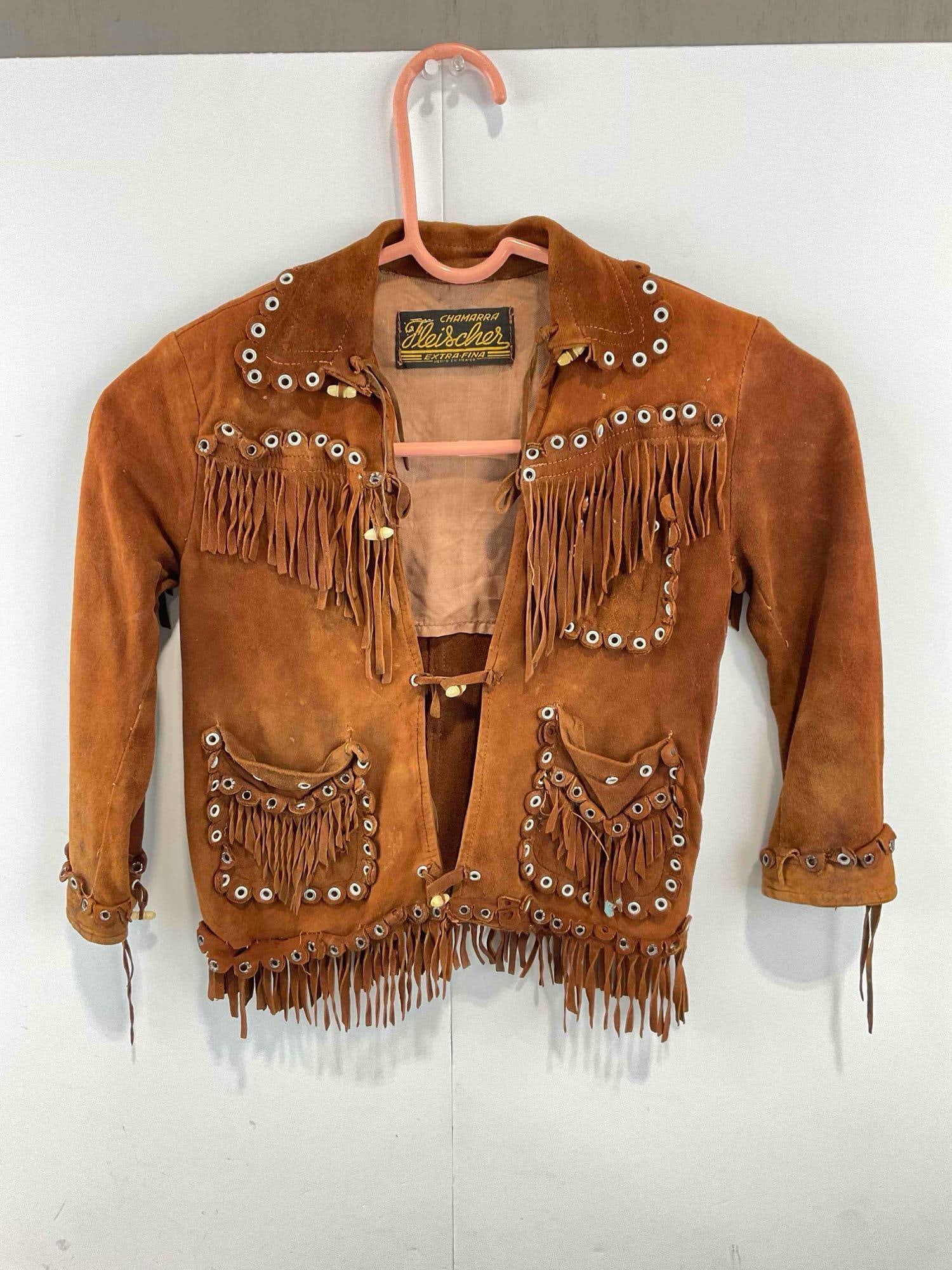 4 pcs Western Style Accessories, incl. Vintage Heischer Child's Suede Jacket, & 3x Hats. - 3