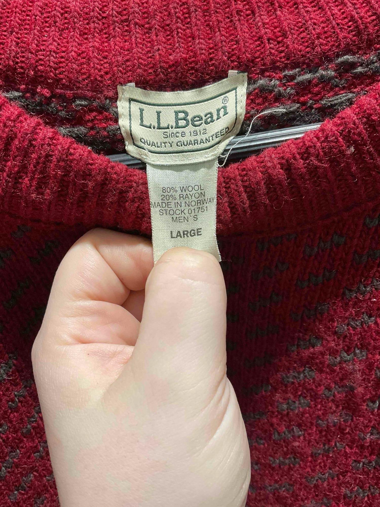 2 pcs Vintage L.L.Bean Men's Sweaters, 1x Gray Irish Wool & 1x Red Norwegian Wool Blend. - 5