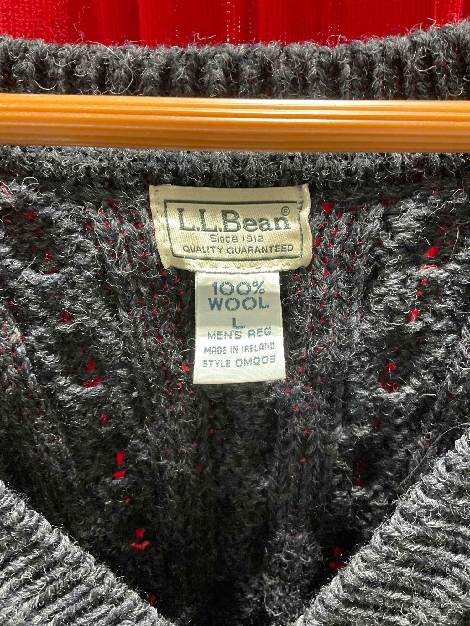 2 pcs Vintage L.L.Bean Men's Sweaters, 1x Gray Irish Wool & 1x Red Norwegian Wool Blend. - 6