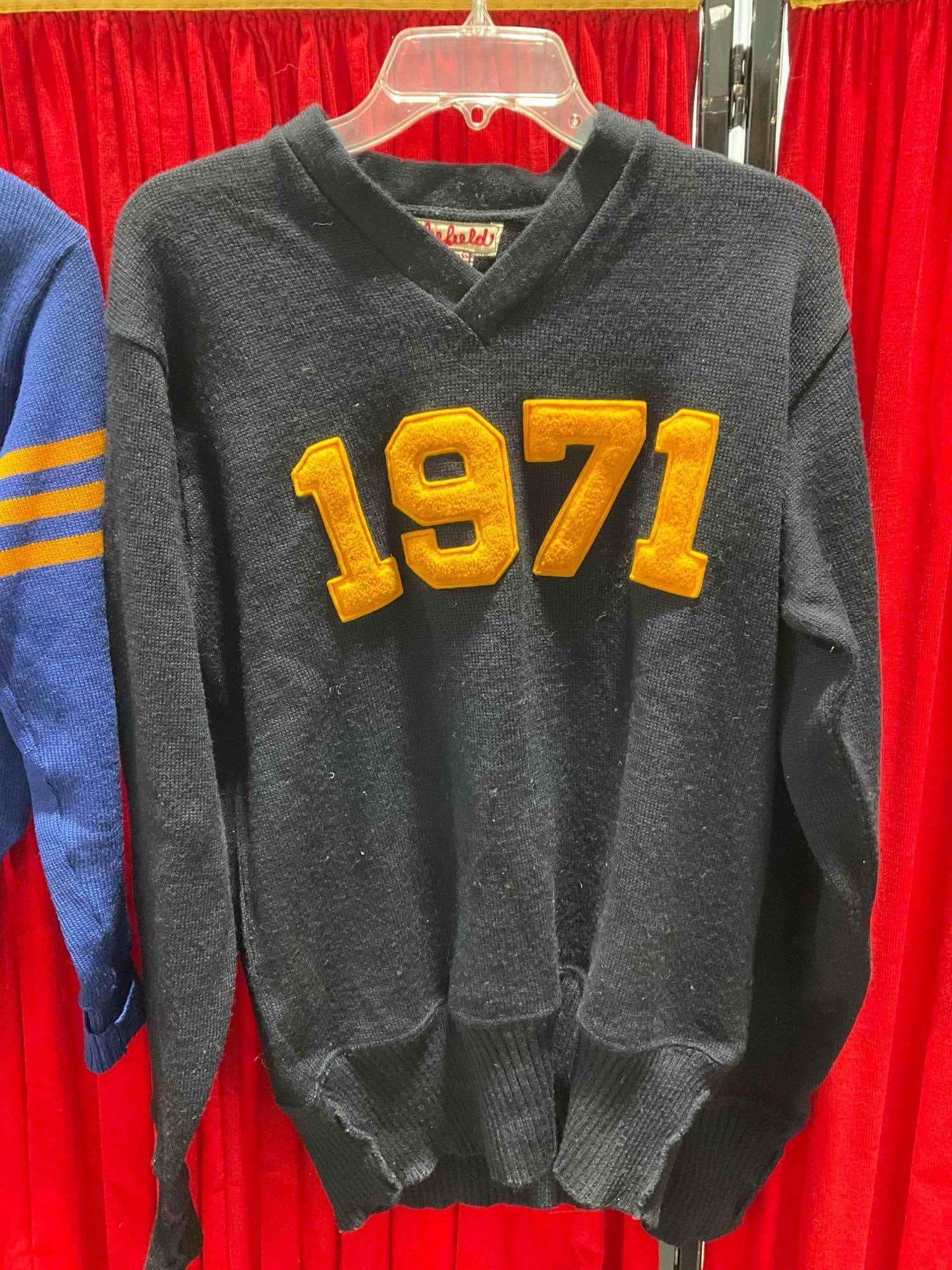 2 pcs Vintage Wool Varsity Sweaters, Years 1939-1941 & 1971. Good Condition. See pics. - 3