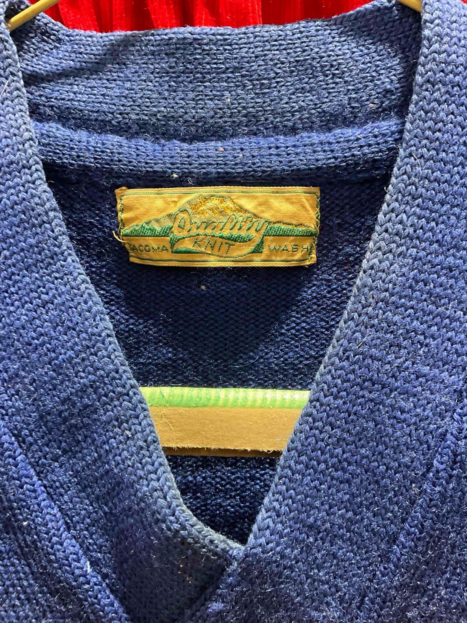 2 pcs Vintage Wool Varsity Sweaters, Years 1939-1941 & 1971. Good Condition. See pics. - 5