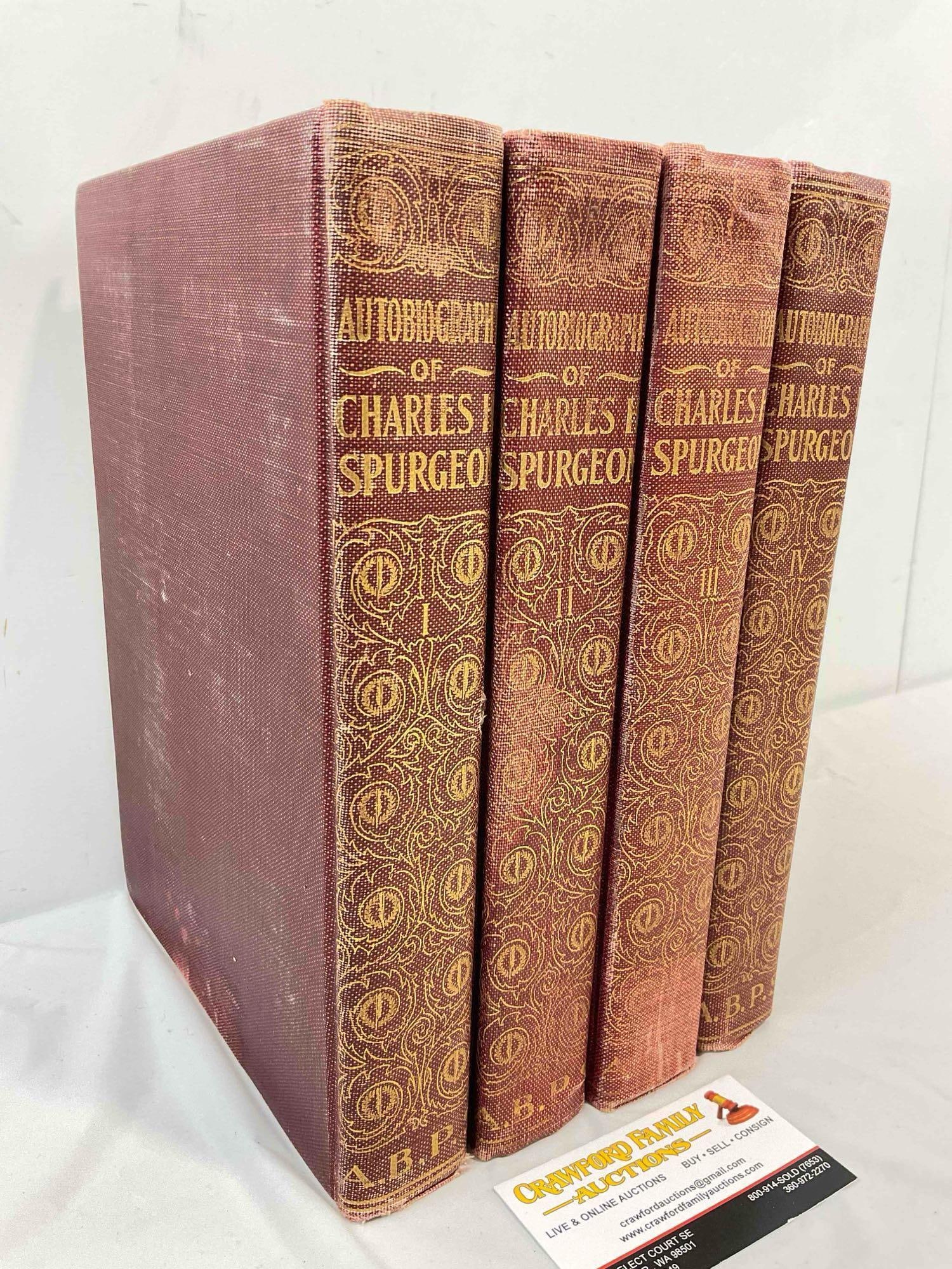 4 pcs Vintage Hardcover Books "The Autobiography of Charles H. Spurgeon" Volumes 1-4. - 3