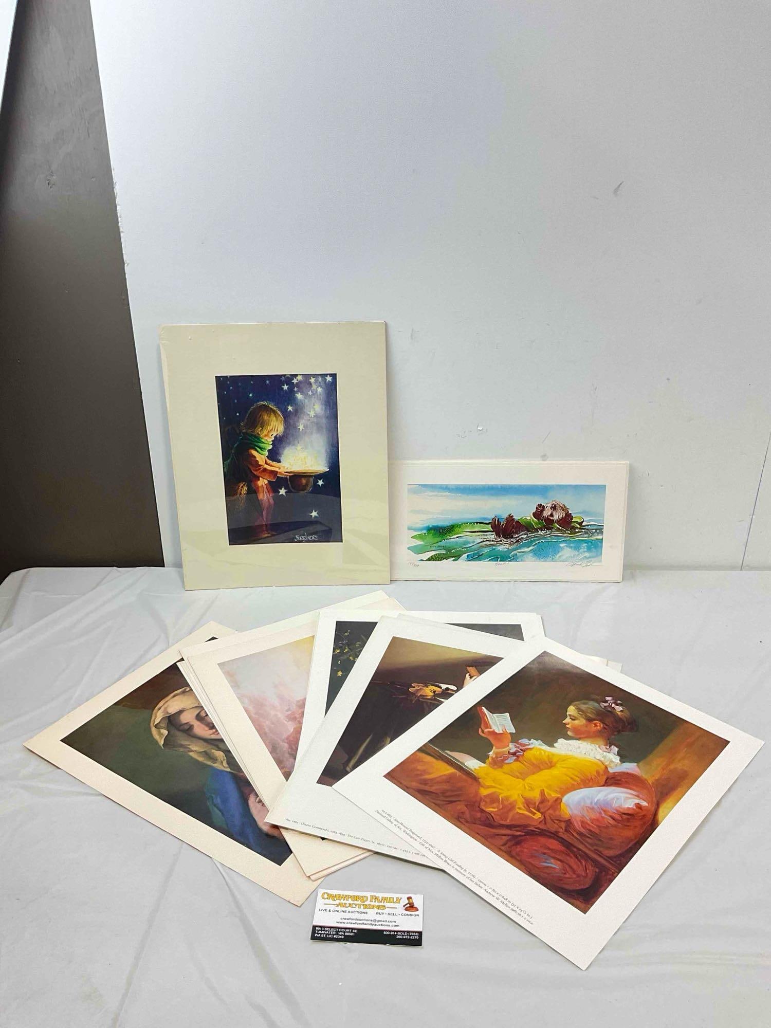 22 pcs Unframed Prints, incl. "Kelp!" Ltd. Ed. 149/750 Watercolor by Keith Greba. See pics. (1 of 6)