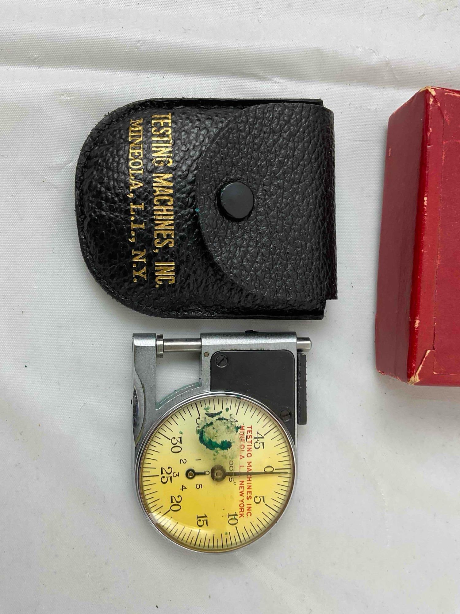 3 pcs Vintage Collectibles, incl. Brass Lidded Jar, Decorative Plate & Micrometer Gauge. - 9