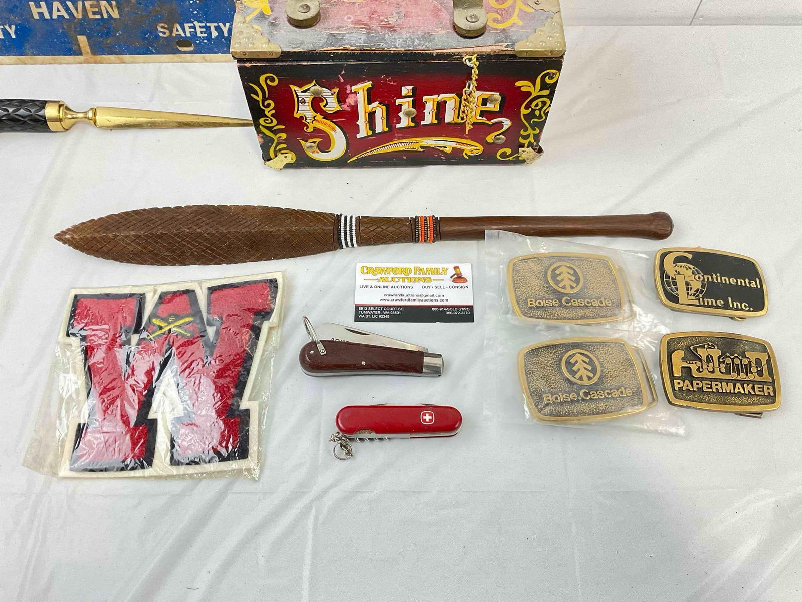 11 pcs Vintage Assortment, incl. 4x Belt Buckles, 2x Pocket Knives, 1x Varsity Patch & More! - 3