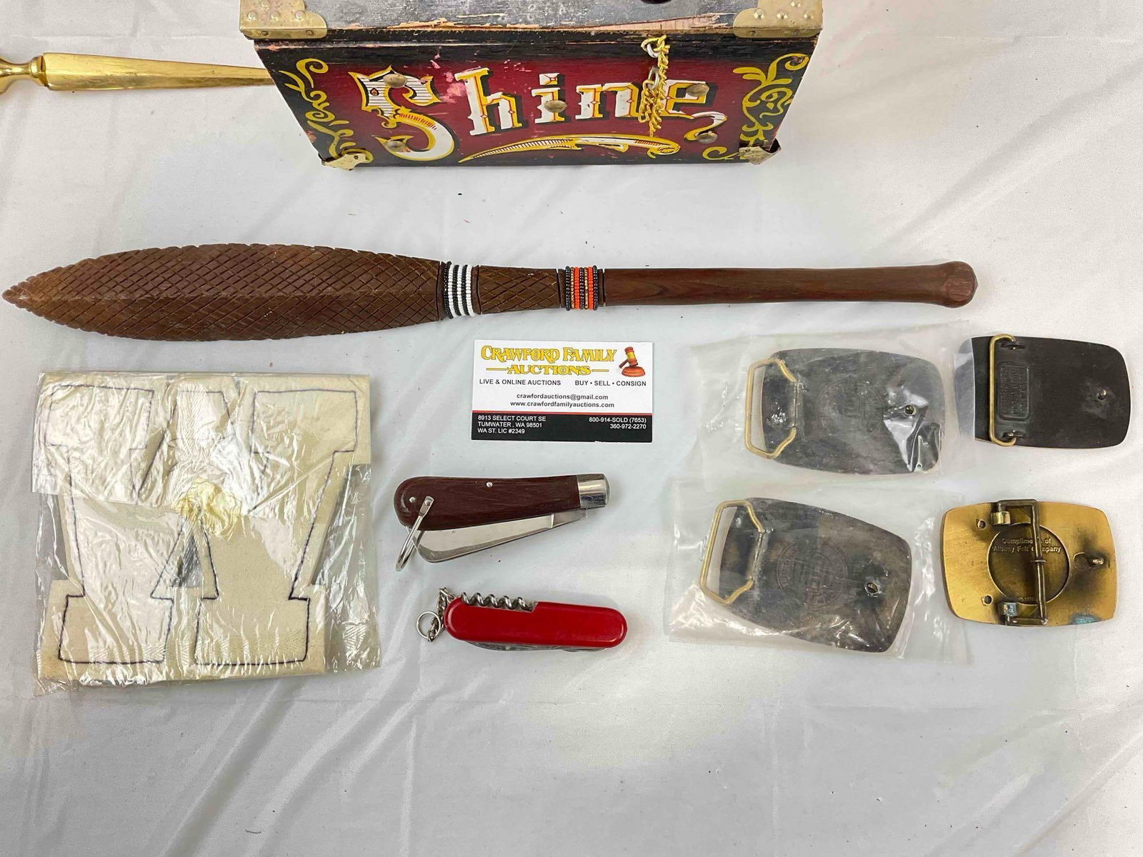11 pcs Vintage Assortment, incl. 4x Belt Buckles, 2x Pocket Knives, 1x Varsity Patch & More! - 5