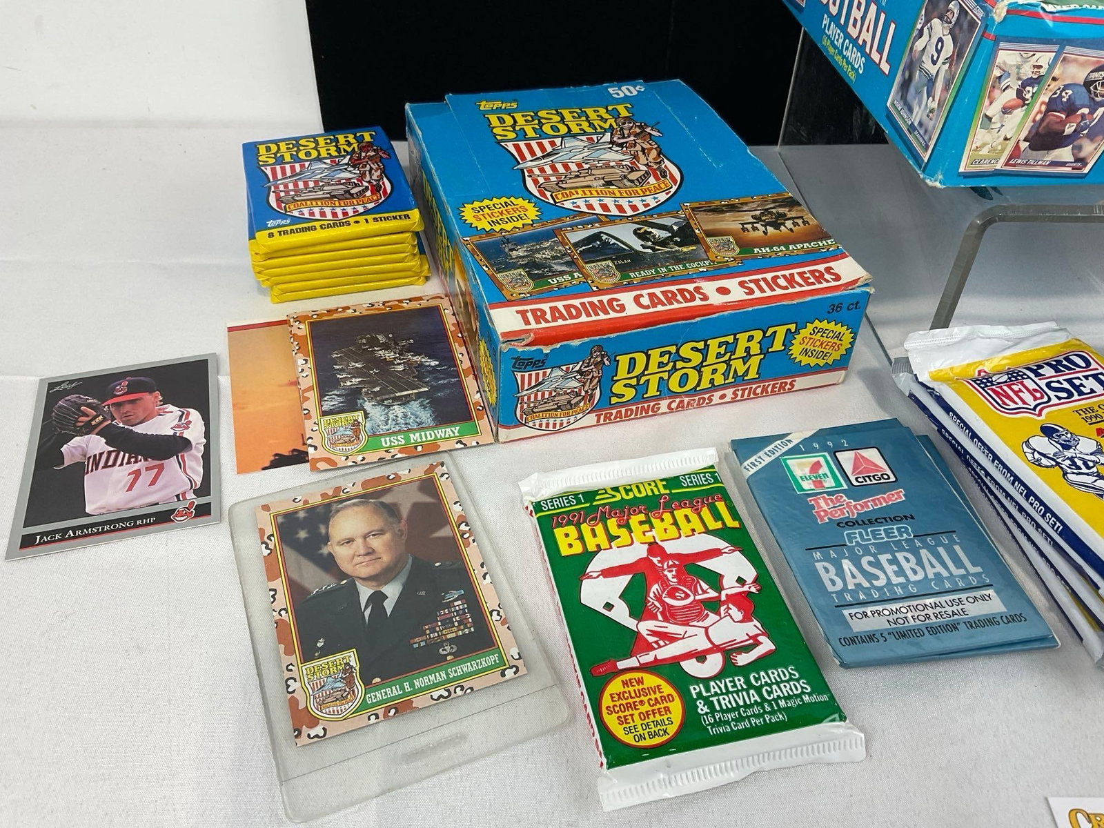 Several Unopened Card Packs w/boxes, Desert Storm, SCORE NFL FOOTBALL, Bowman 1990 Baseball & more - 2