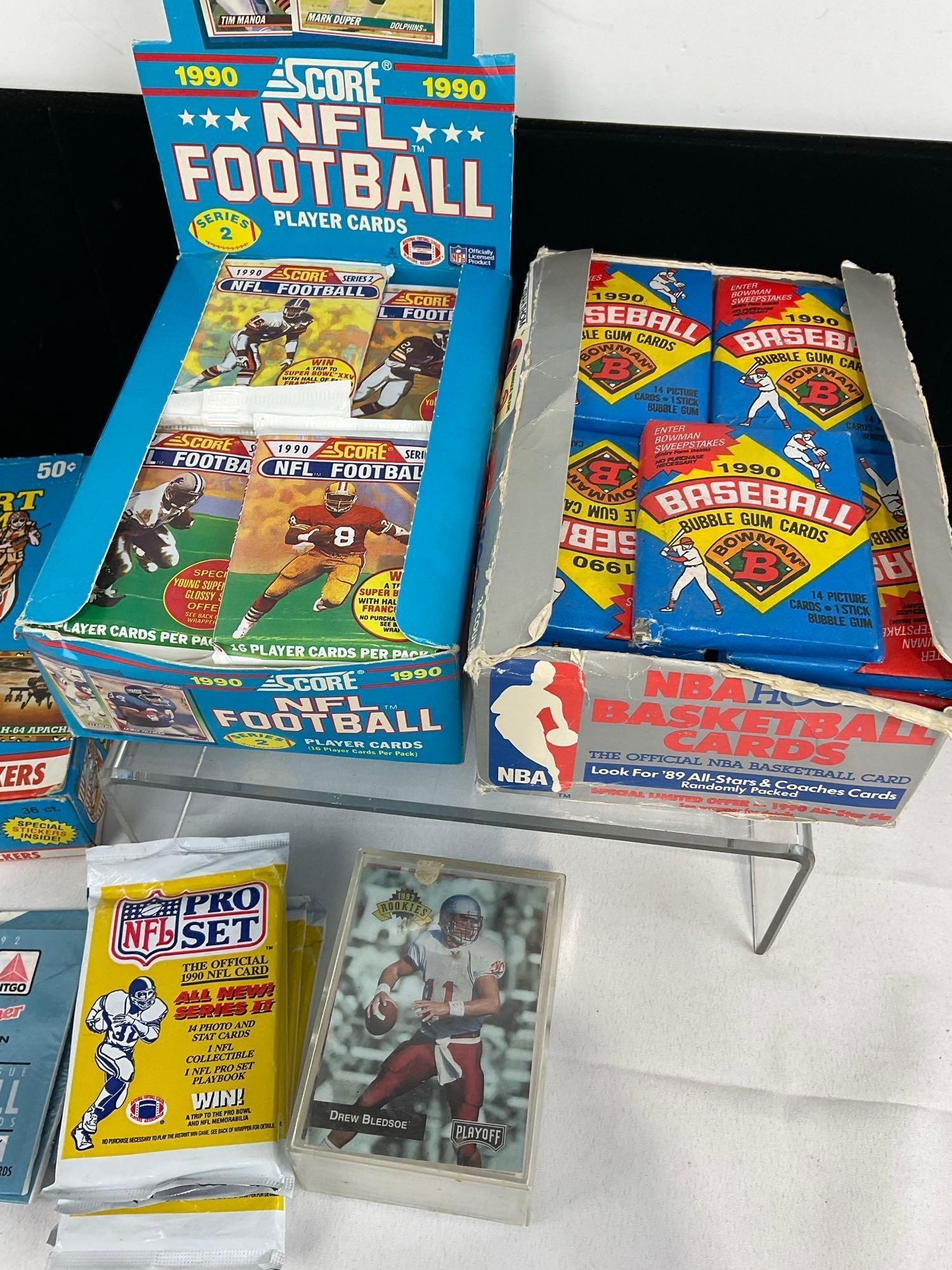 Several Unopened Card Packs w/boxes, Desert Storm, SCORE NFL FOOTBALL, Bowman 1990 Baseball & more - 3