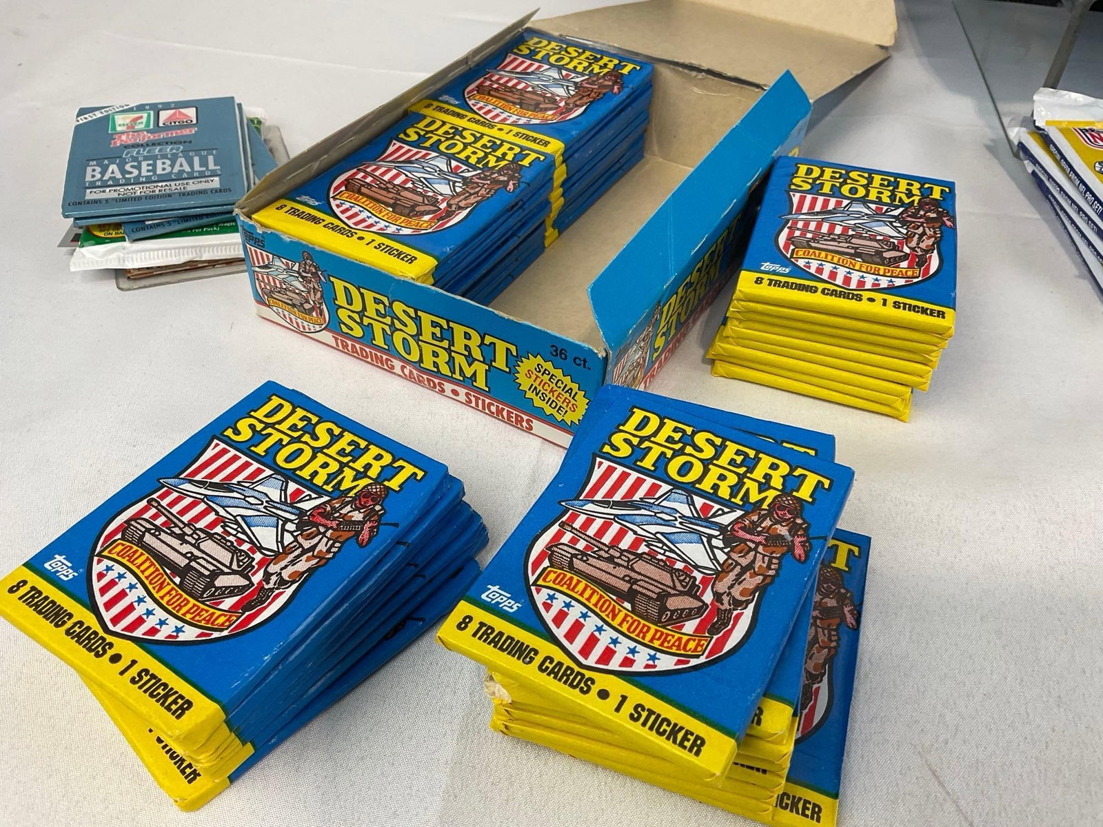 Several Unopened Card Packs w/boxes, Desert Storm, SCORE NFL FOOTBALL, Bowman 1990 Baseball & more - 6