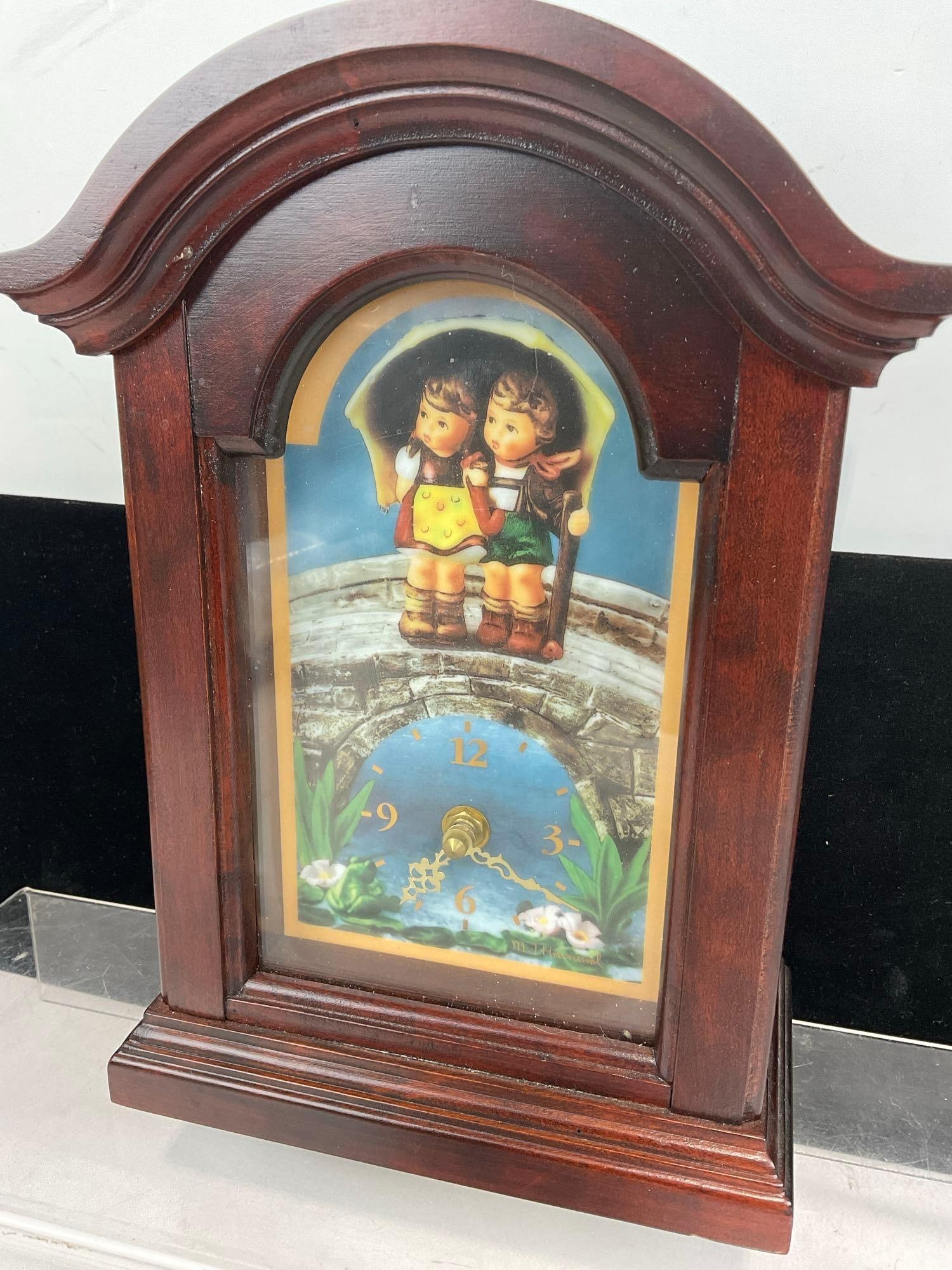 Vintage 1991 The M.I. Hummel Stormy Weather Mantel Clock, The Danbury Mint, 11h x 9w x 5d inches - 2