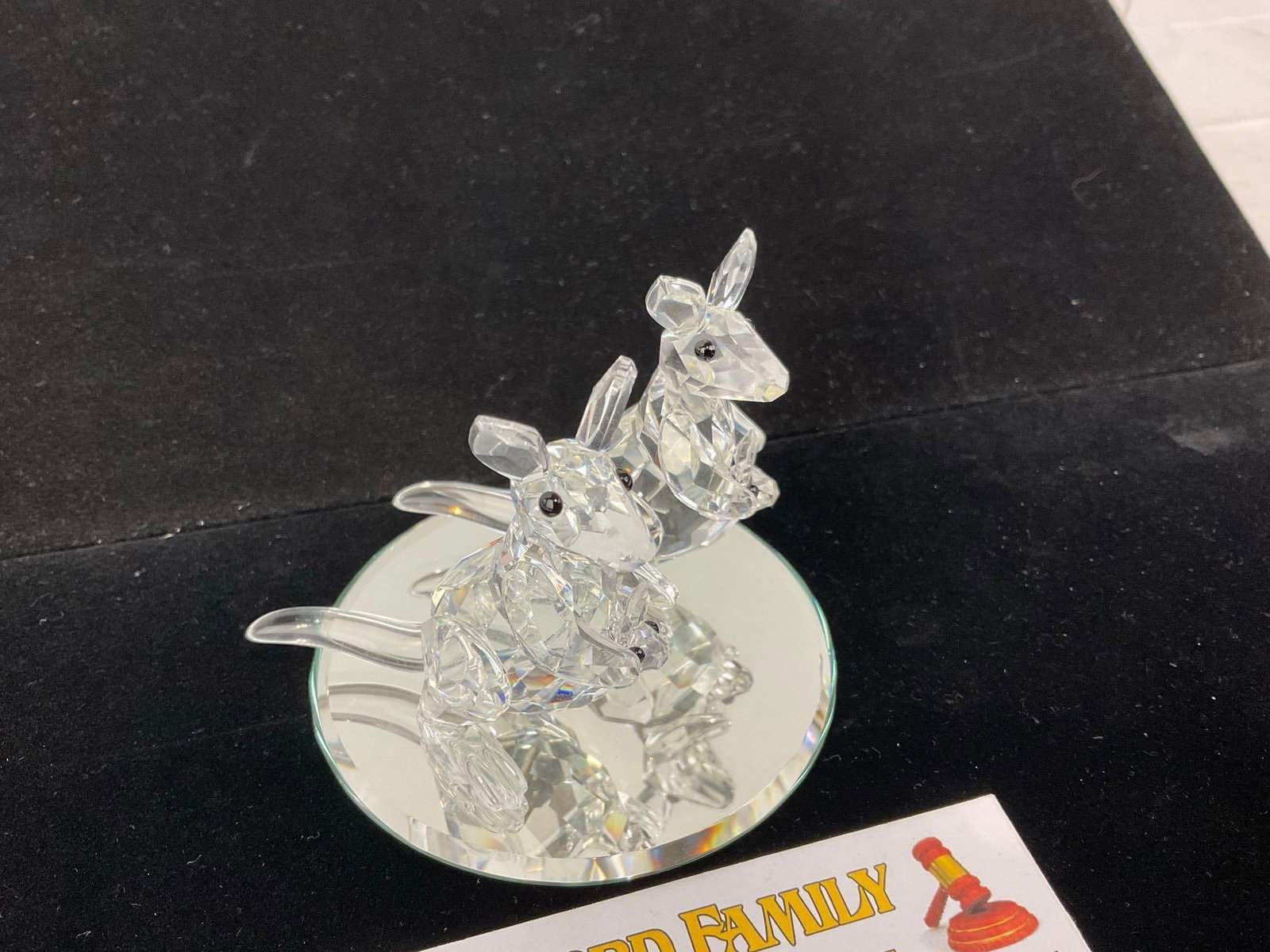 Pair of Small Swarovski Crystal Kangaroo Pieces, w/mirror stand - 2