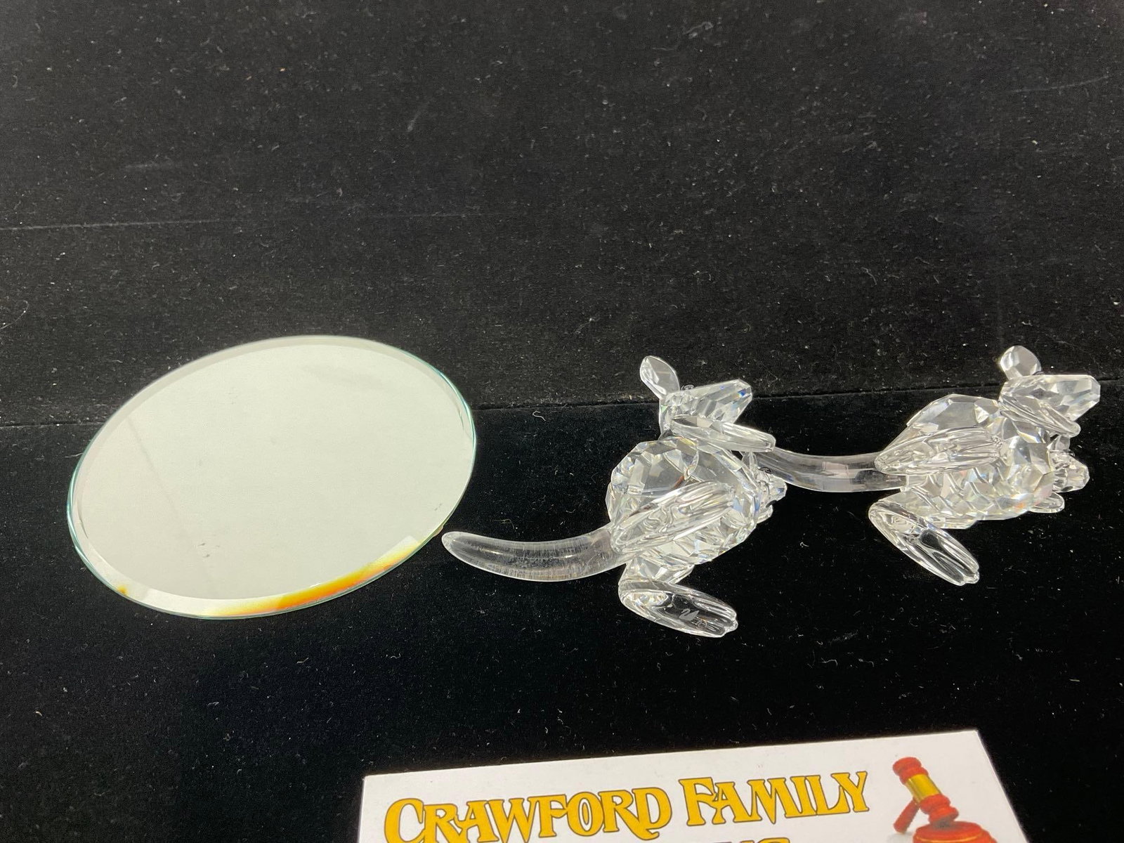 Pair of Small Swarovski Crystal Kangaroo Pieces, w/mirror stand - 3