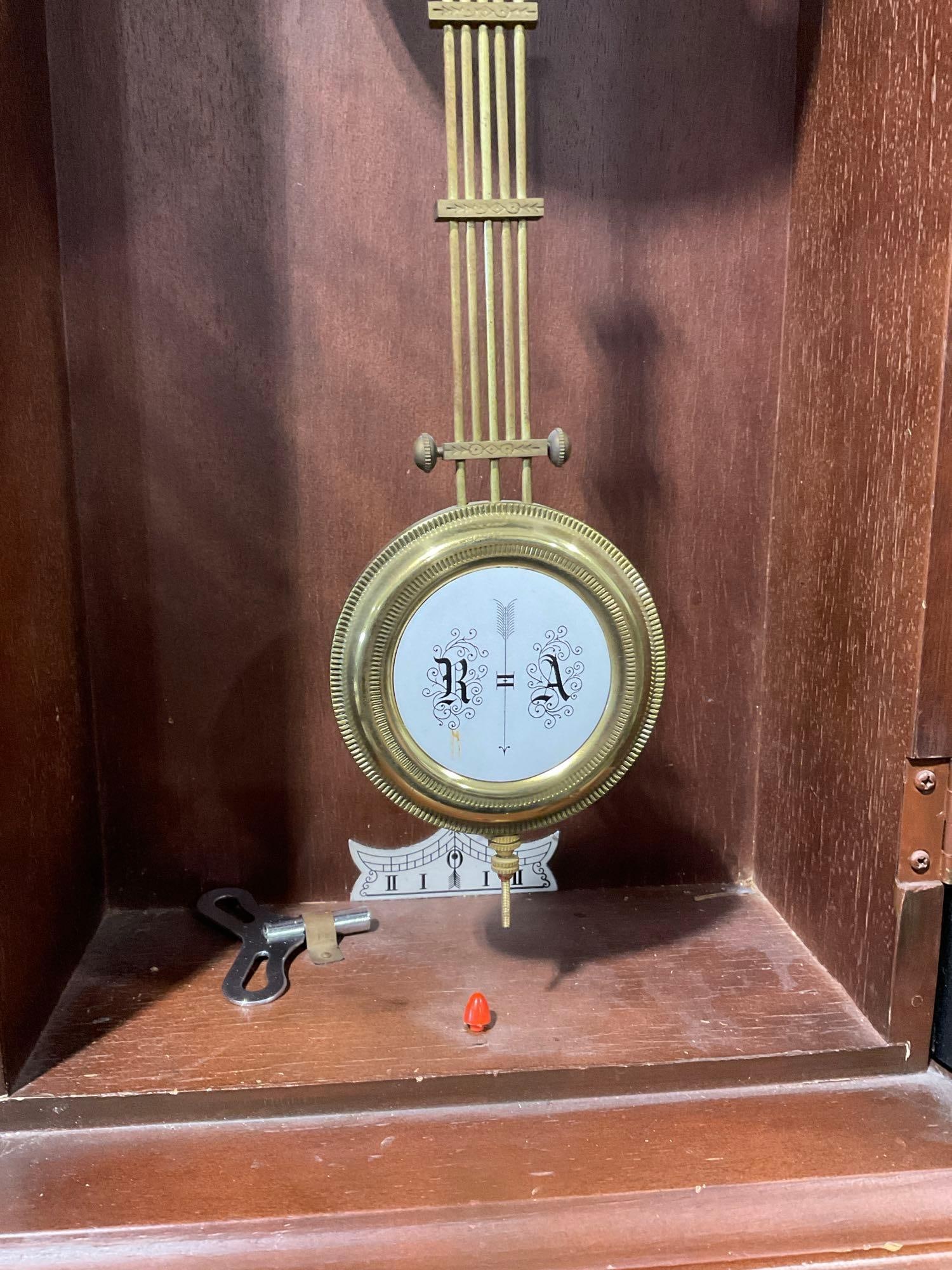 Loengrin 31 Day Wall Time Strike Clock, Regulator Pendulum, 27h x 14w x 7d inches - 3