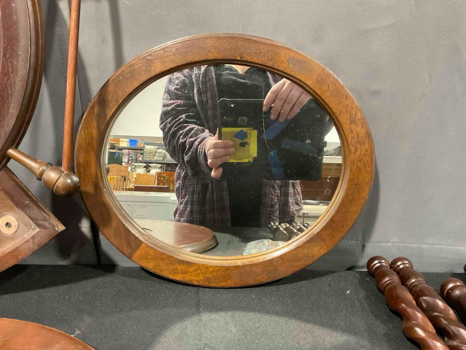 Disassembled Vintage Mahogany Wash Basin Stand w/ Mirror. Looks to be Incomplete. As Is. - 2