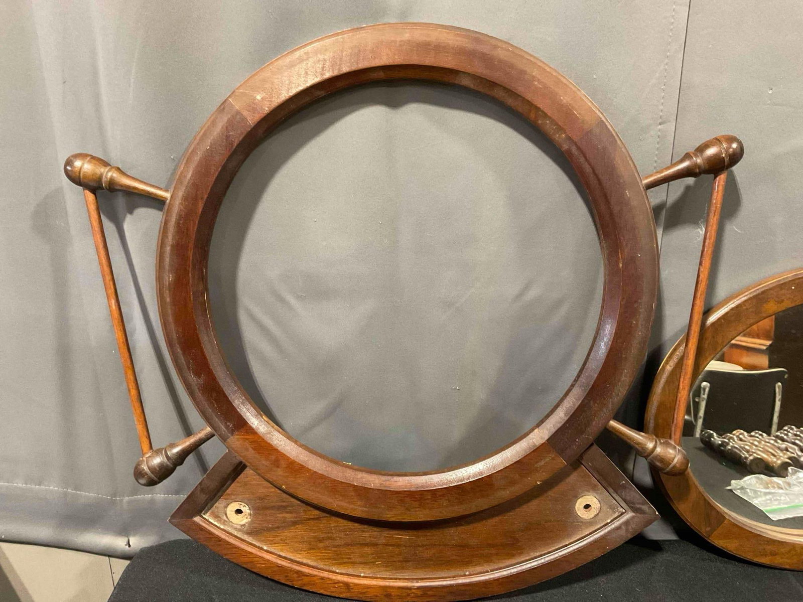 Disassembled Vintage Mahogany Wash Basin Stand w/ Mirror. Looks to be Incomplete. As Is. - 3