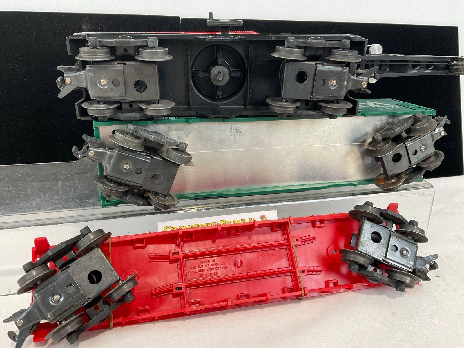 3 0 Scale Lionel Train Cars, Crane #6560, Flat Car 6424-11, & NETCA 12273 Vermont Railway - 5