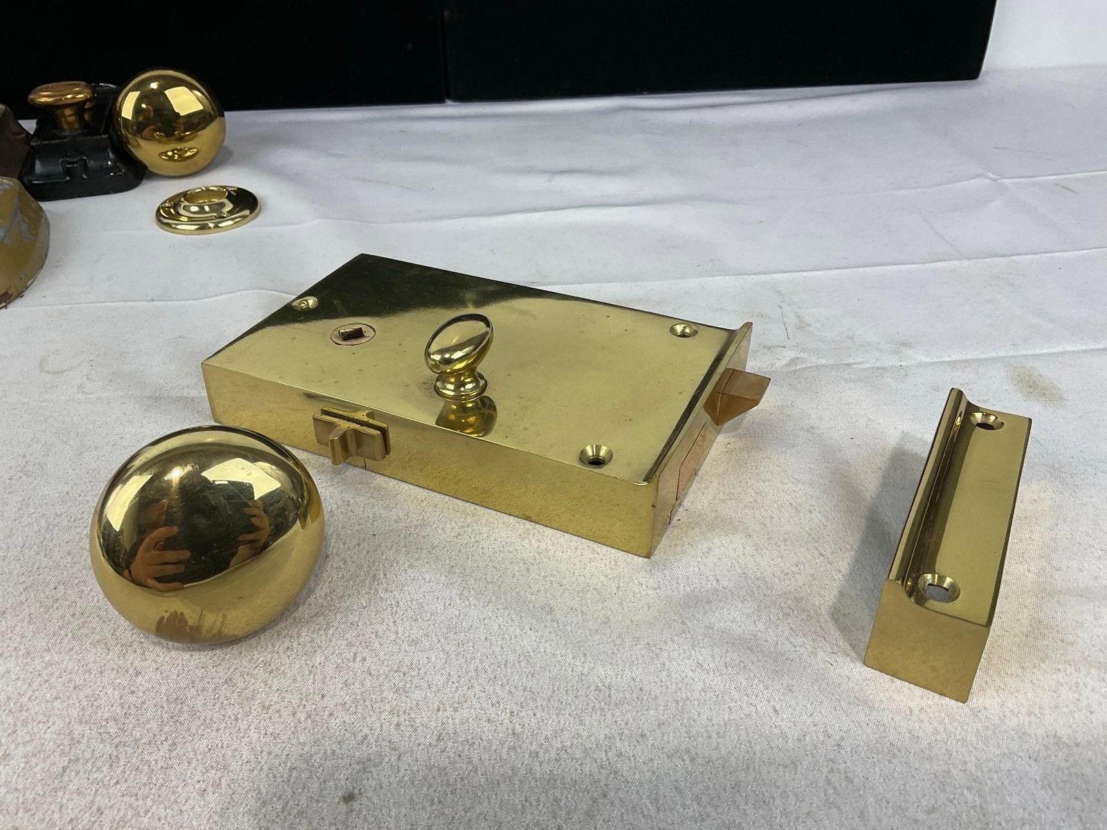 Antique Russwin Copper & Brass Latches & Locks, Door Handles, and Rim Lock Sets - 10