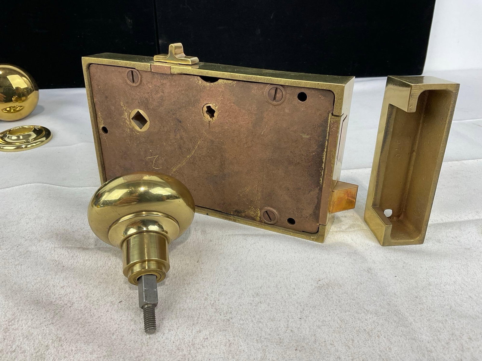Antique Russwin Copper & Brass Latches & Locks, Door Handles, and Rim Lock Sets - 11