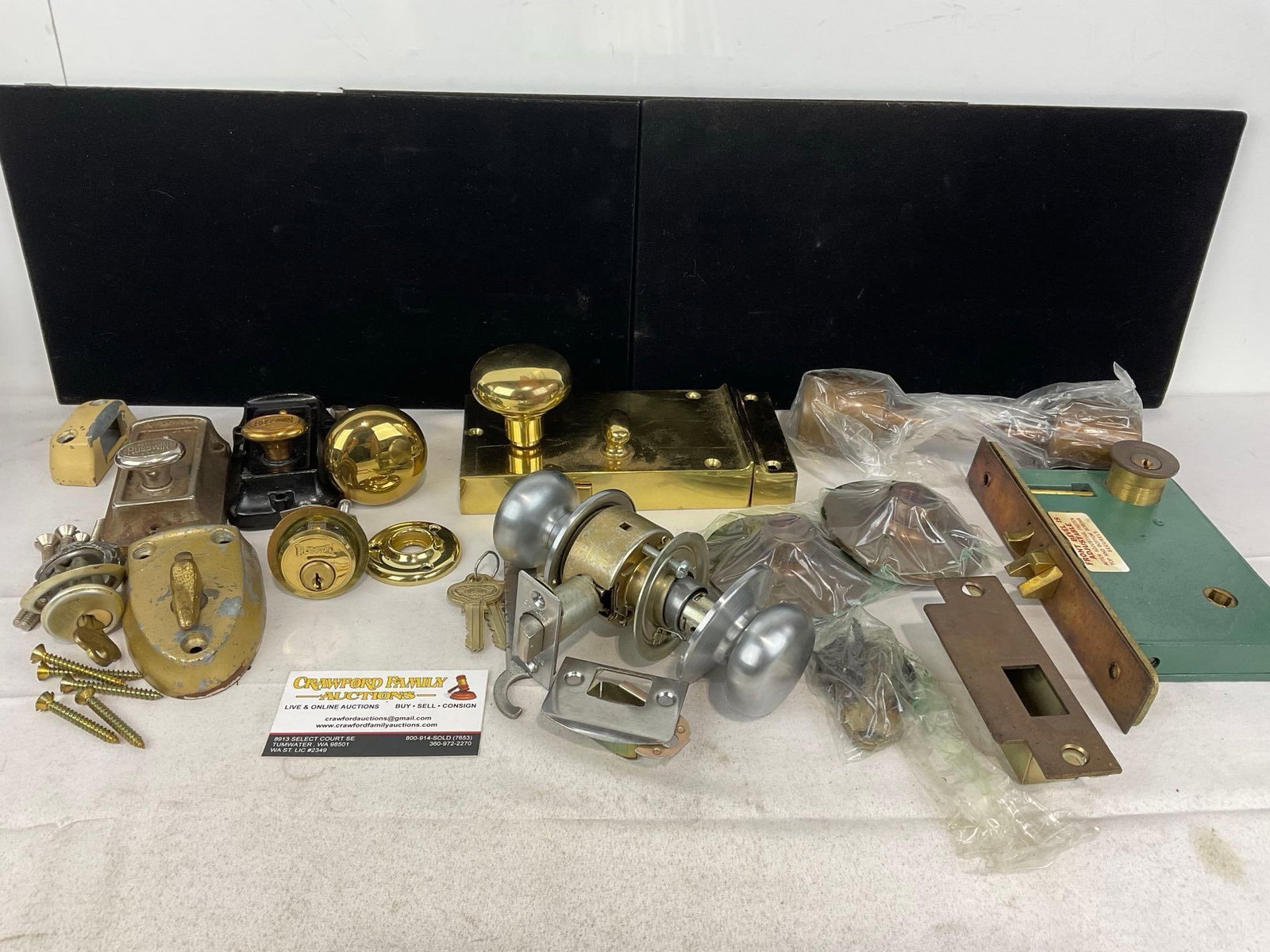 Antique Russwin Copper & Brass Latches & Locks, Door Handles, and Rim Lock Sets (1 of 12)