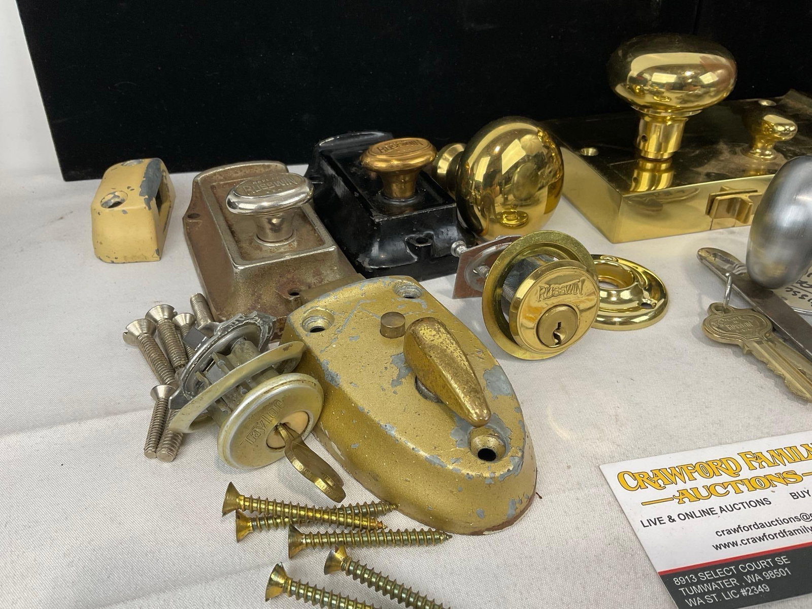 Antique Russwin Copper & Brass Latches & Locks, Door Handles, and Rim Lock Sets - 2