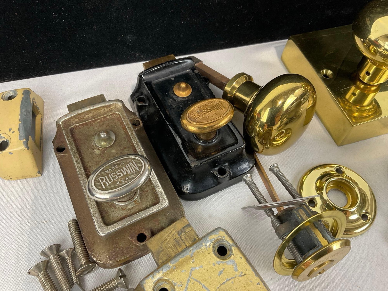Antique Russwin Copper & Brass Latches & Locks, Door Handles, and Rim Lock Sets - 3