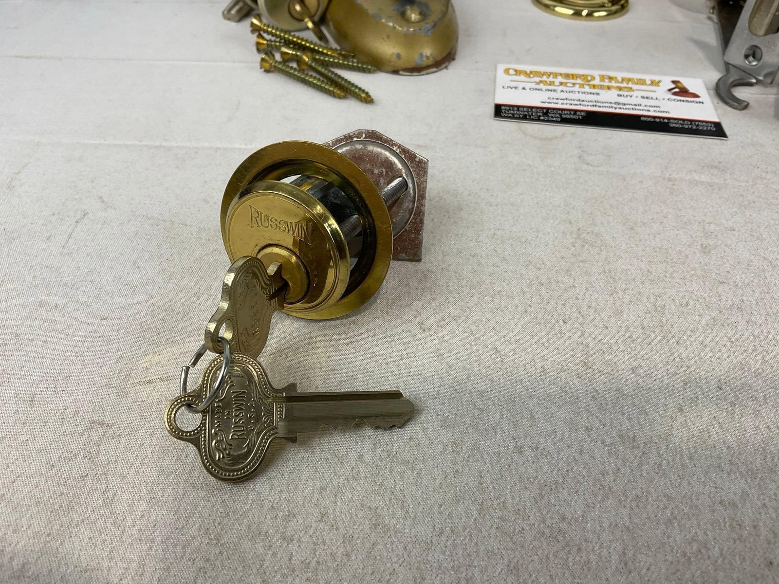 Antique Russwin Copper & Brass Latches & Locks, Door Handles, and Rim Lock Sets - 6