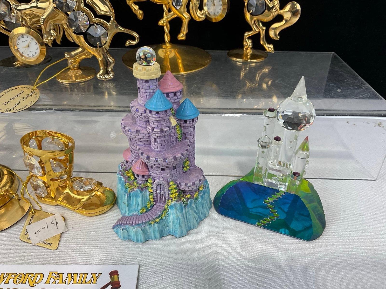Brass & Crystal Prisms Animal Figures, Elephant, Rooster, Horse, Boot, Violin, 2 Spoontiques pieces - 3