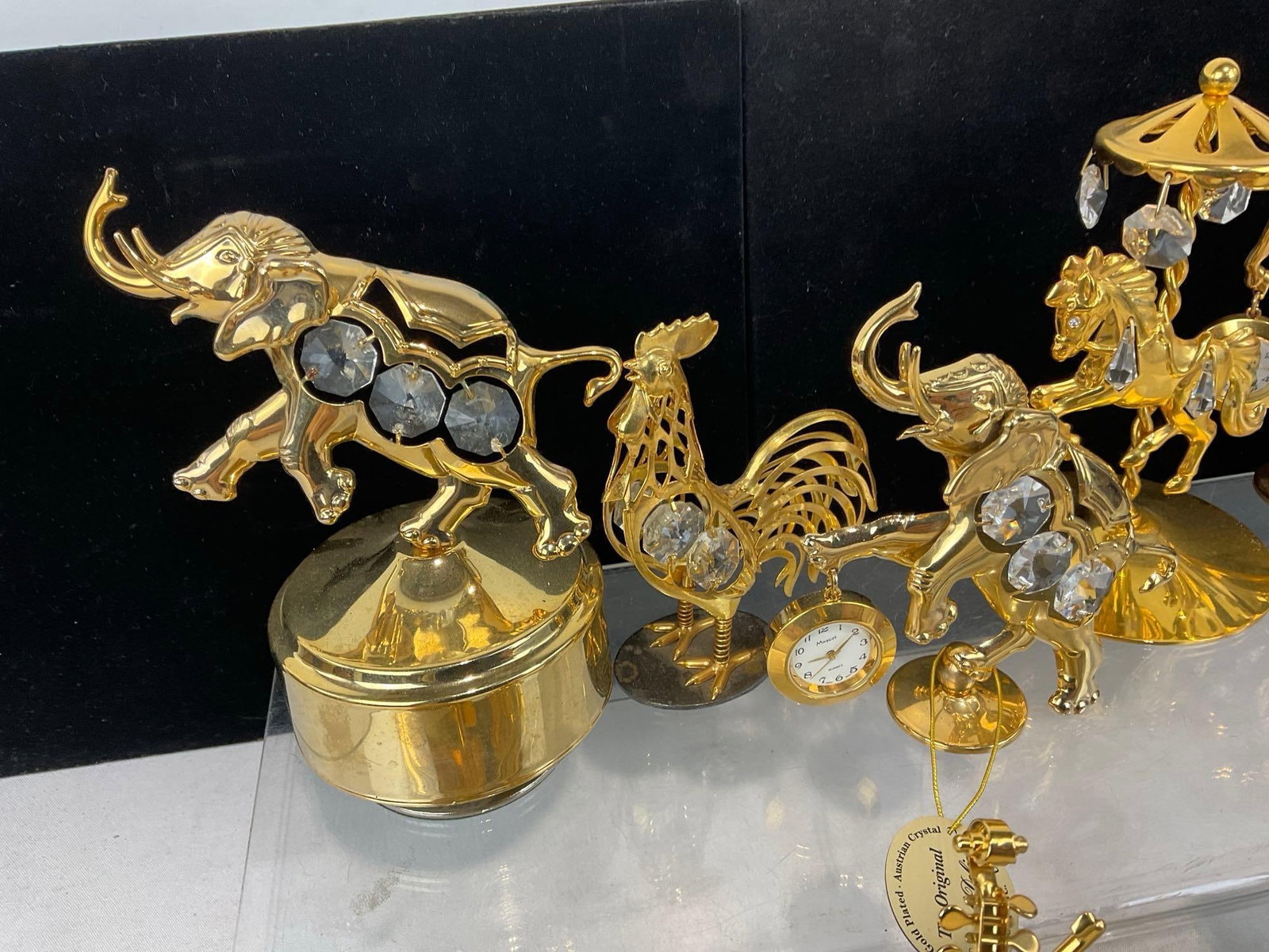 Brass & Crystal Prisms Animal Figures, Elephant, Rooster, Horse, Boot, Violin, 2 Spoontiques pieces - 4